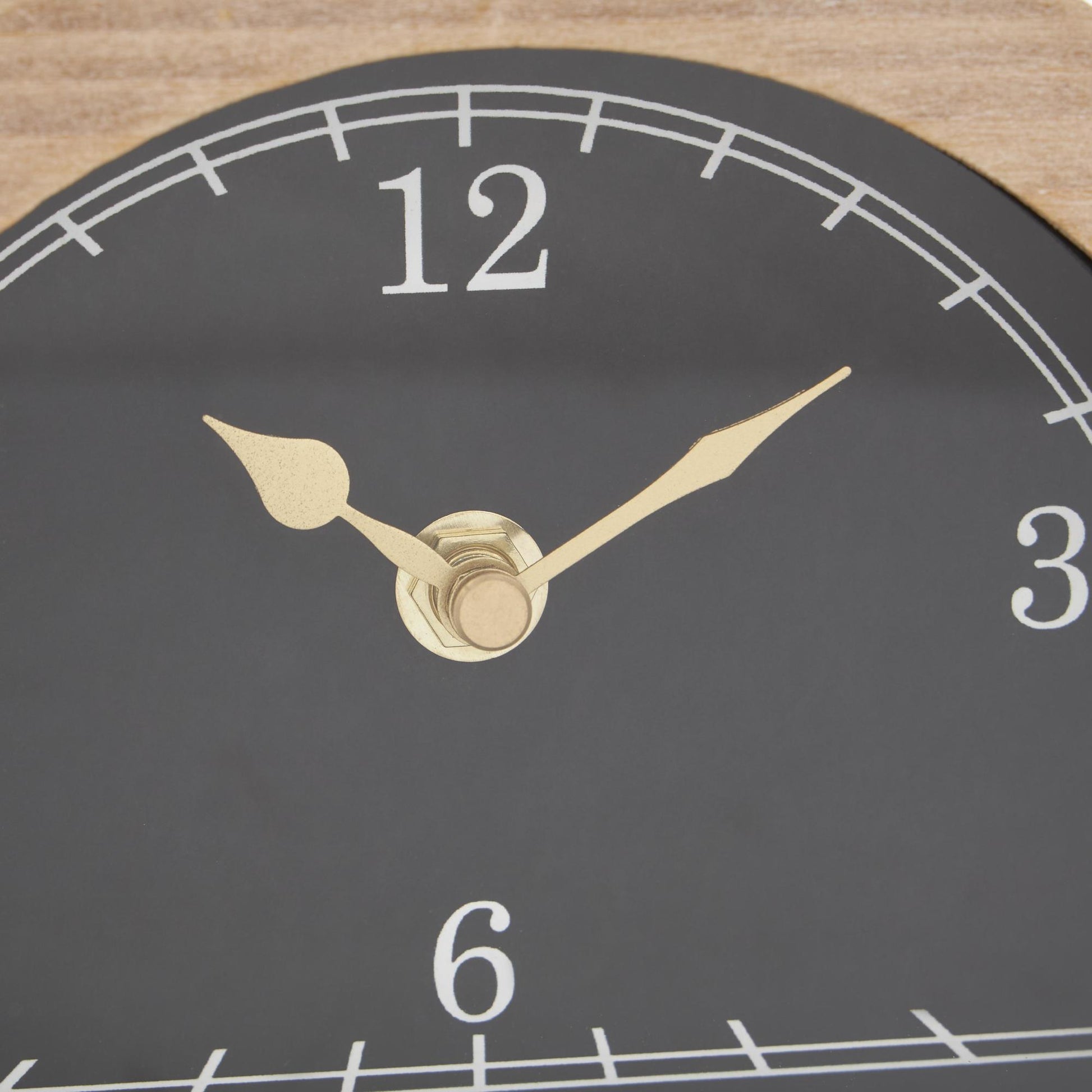 Set of 2 Wooden Semicircle Decorative Clock with Brown Wooden Frame and Ring Handle