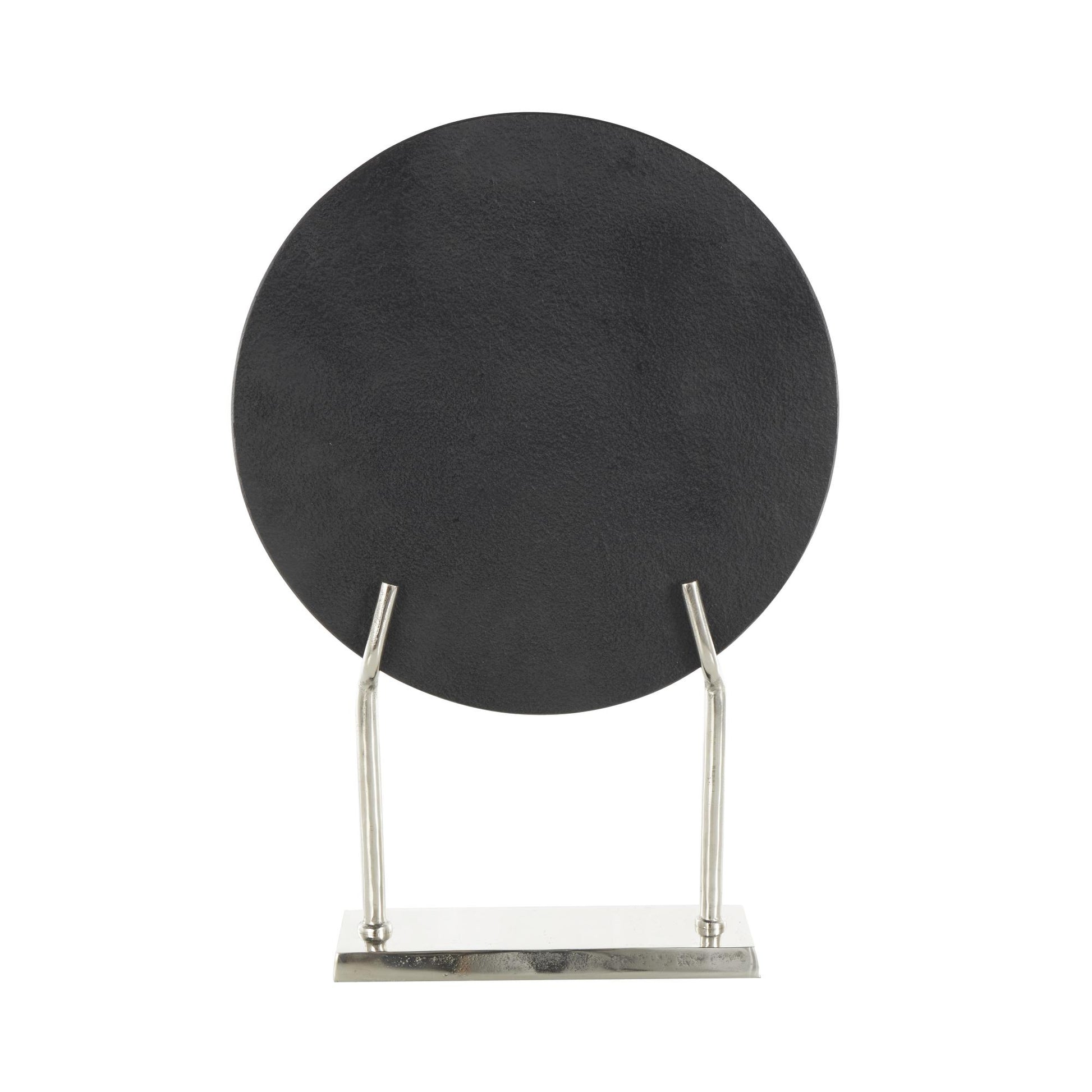 Abstract Marble Textured Disk Decorative Sculpture with Gold Stand 14" x 3" x 20"