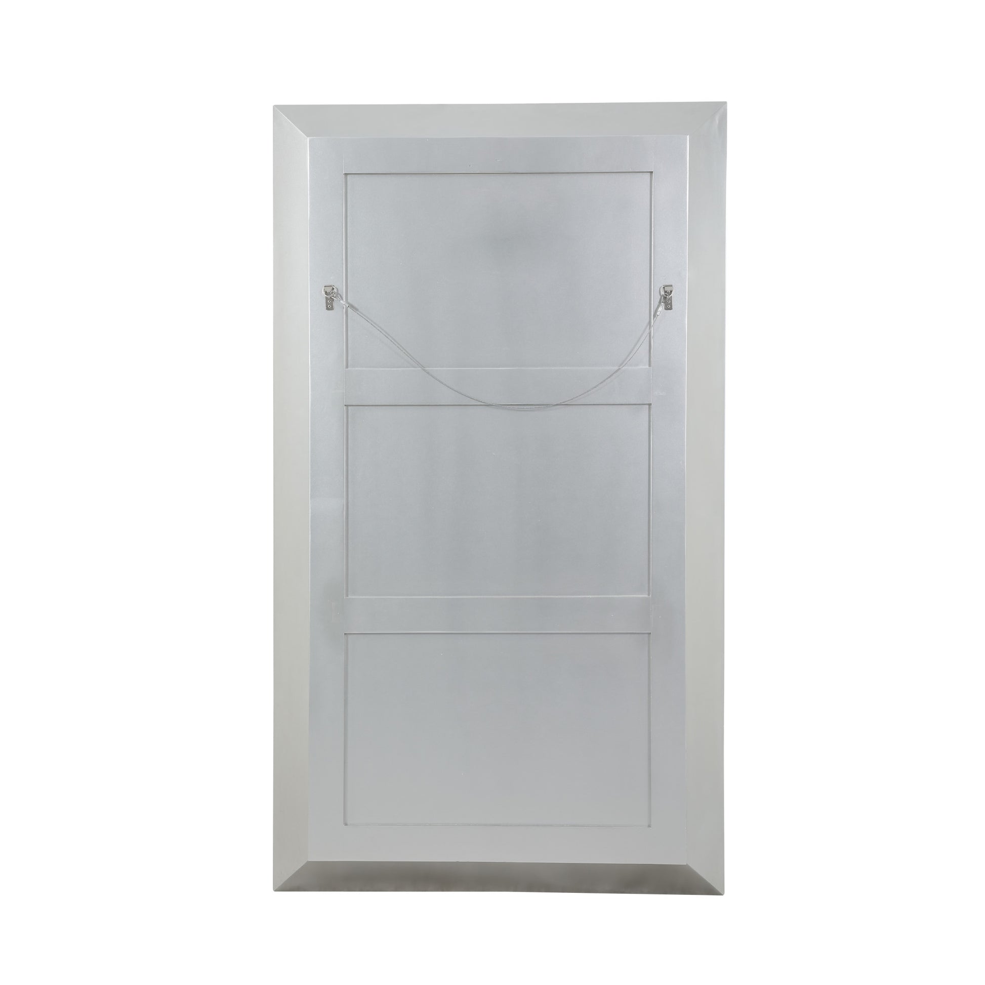 Silver Glass Beaded Room Floor Mirror with Beveled Picture Frame Edges