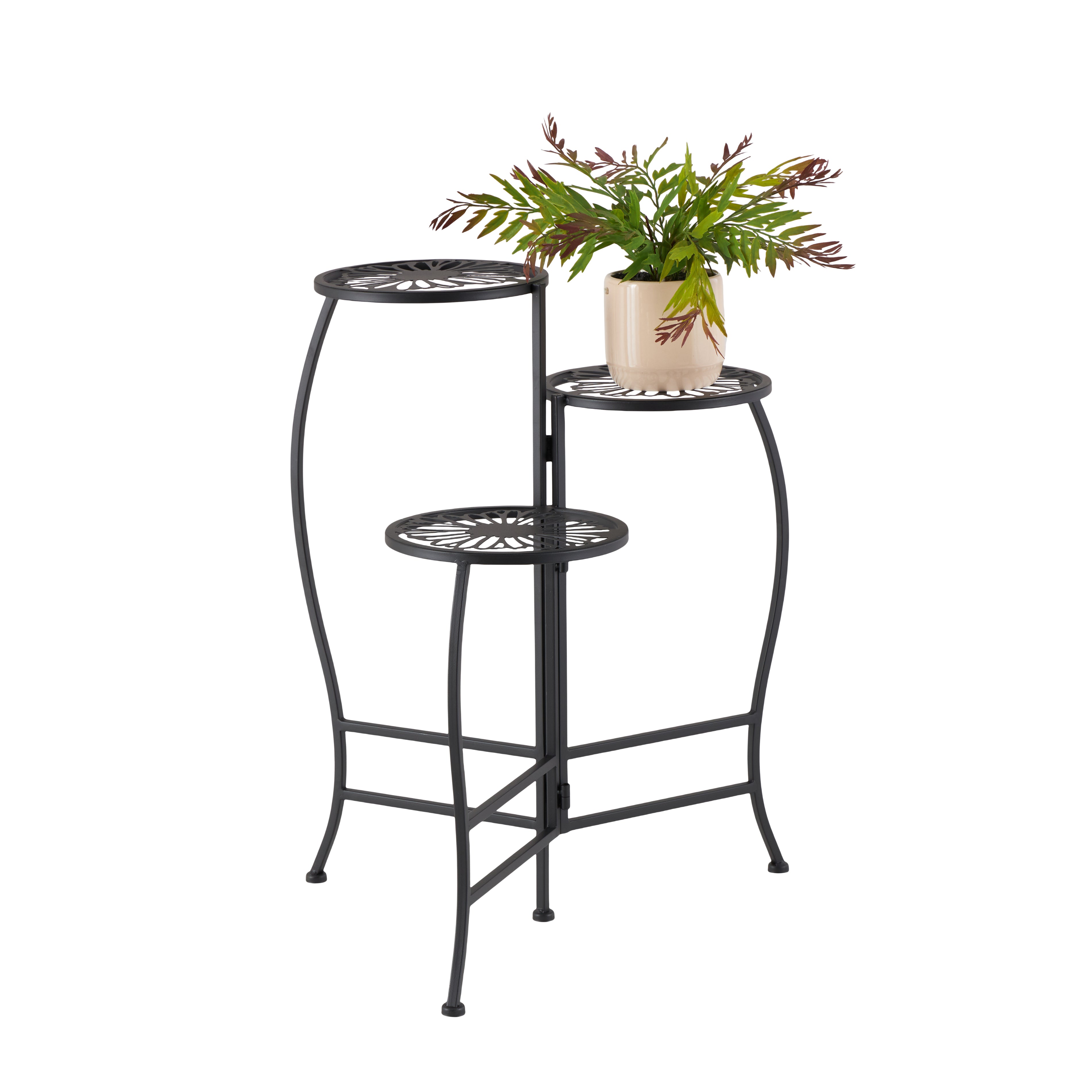 Floral Metal 3 Tier Indoor Outdoor Plantstand