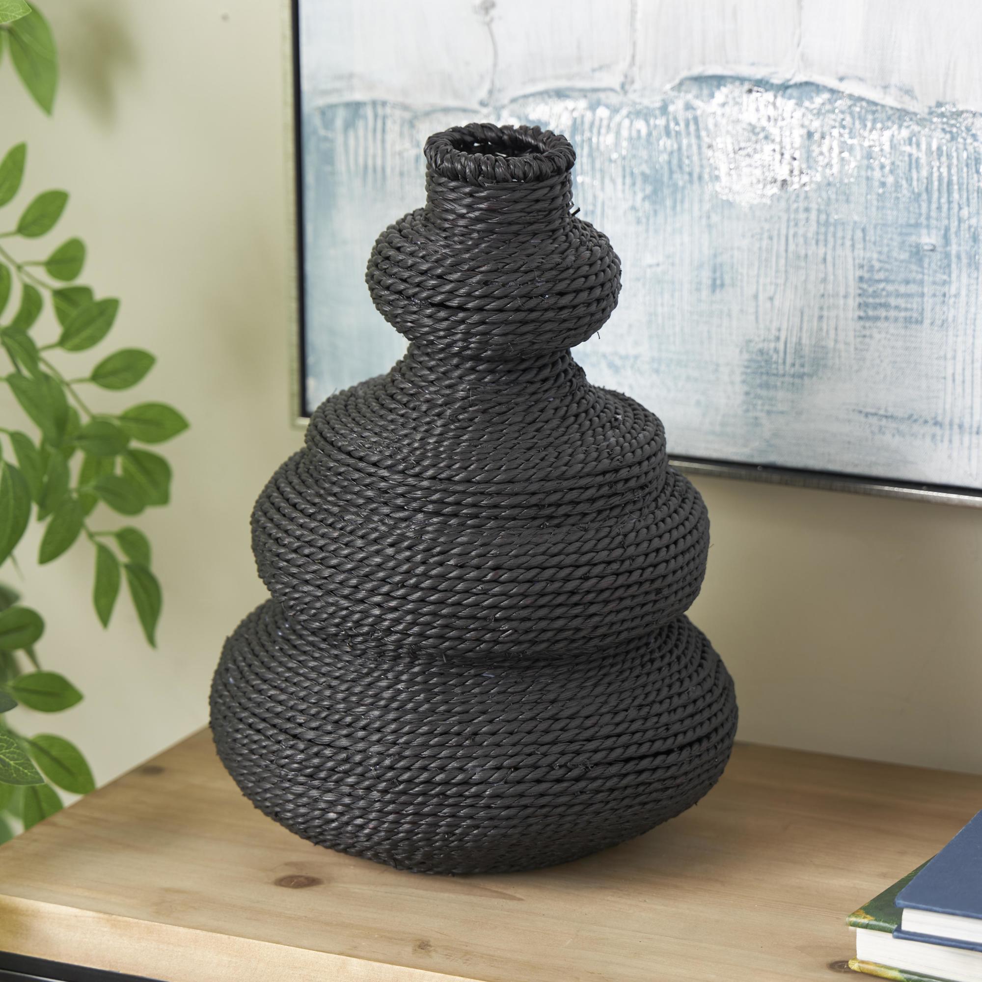 Seagrass Handmade Wrapped Decorative Vase with Abstract Bubble Shape 10" x 10" x 14"