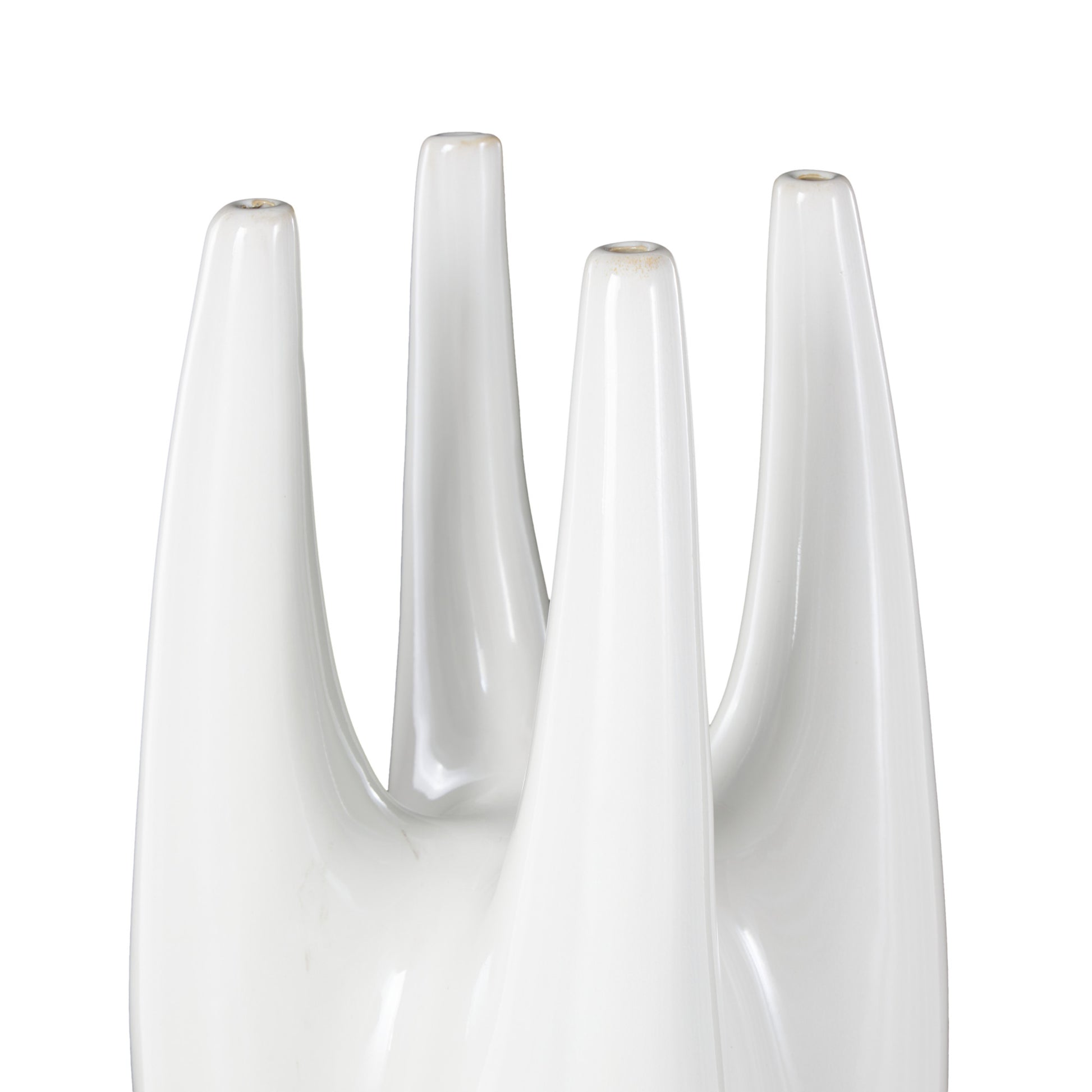 Abstract White Ceramic Decorative Vase with Multiple Openings