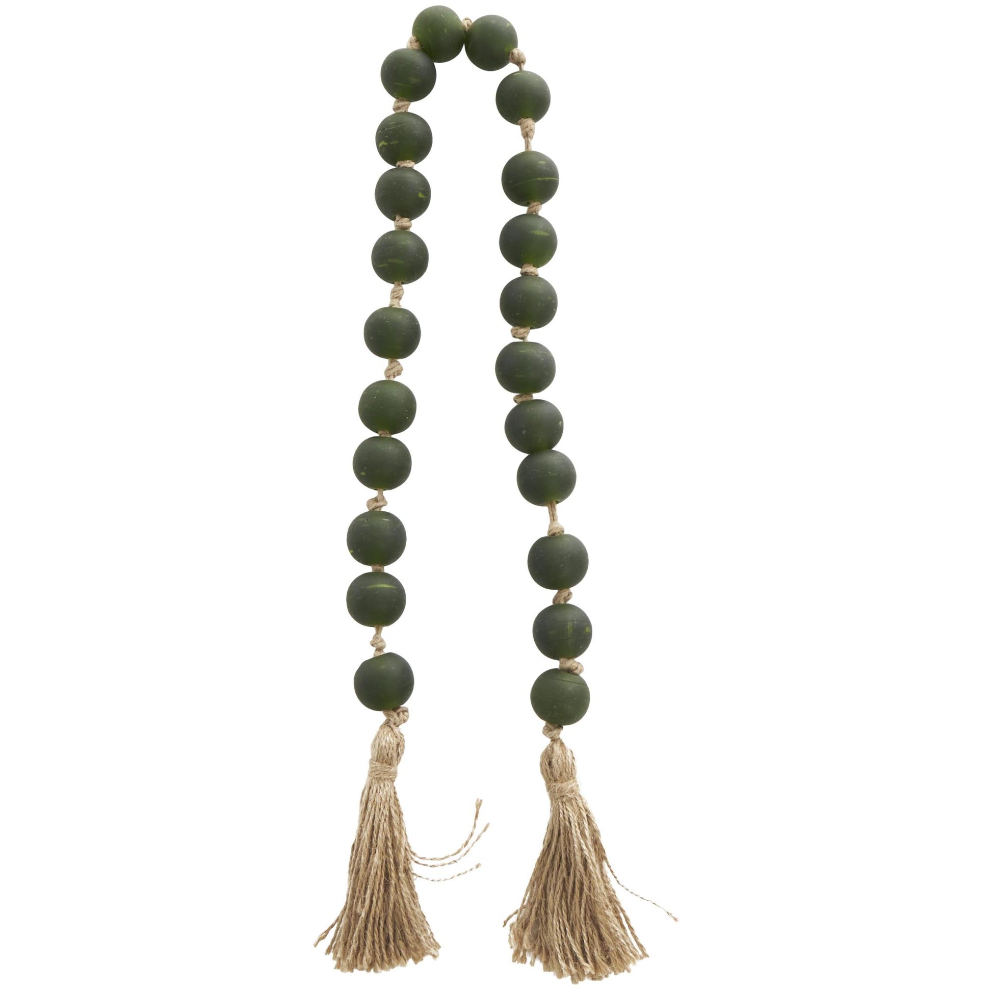 Glass Handmade Round Beaded Garland with Tassel with Knotted Brown Jute
