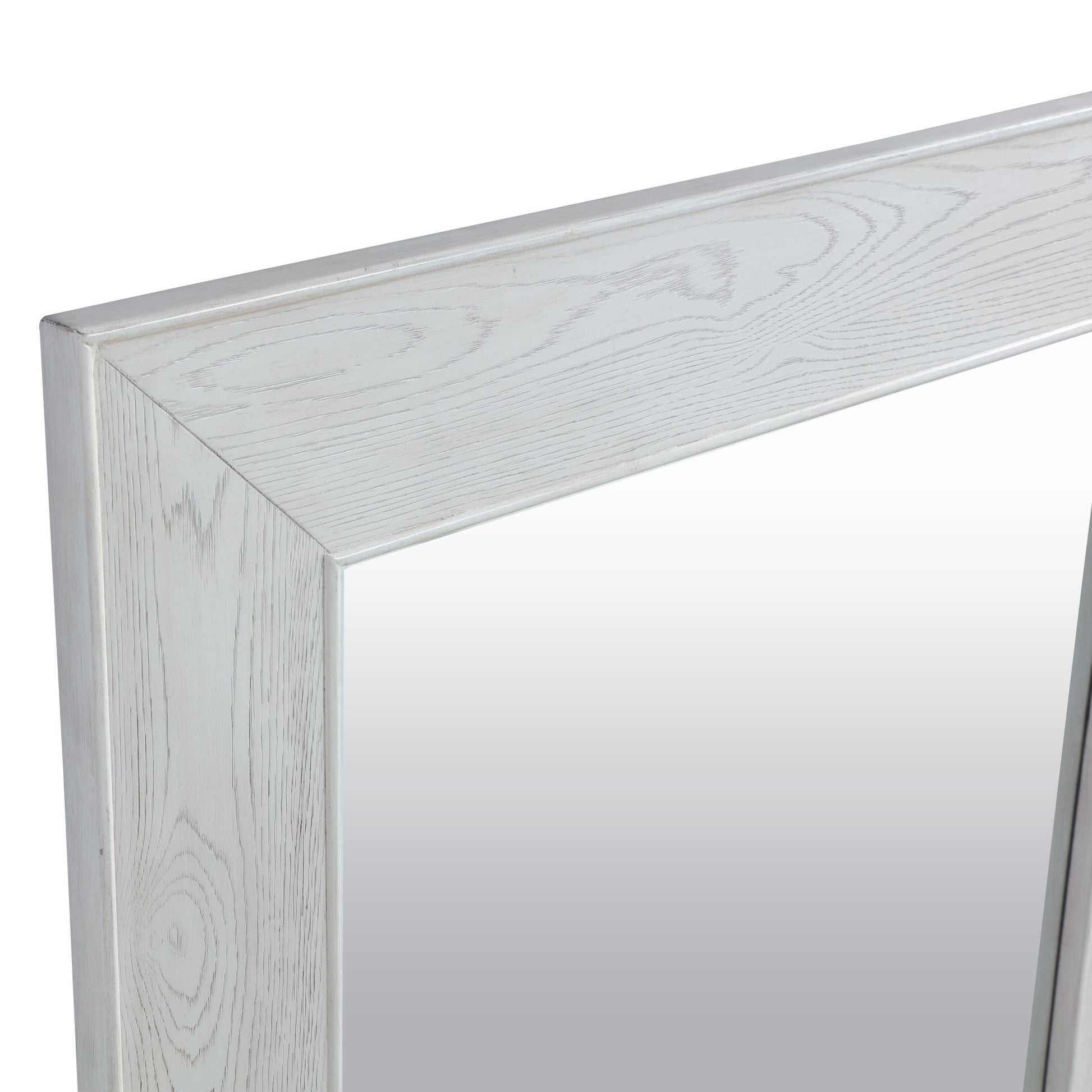 Silver Wood Room Floor Mirror with Natural Wood Grains