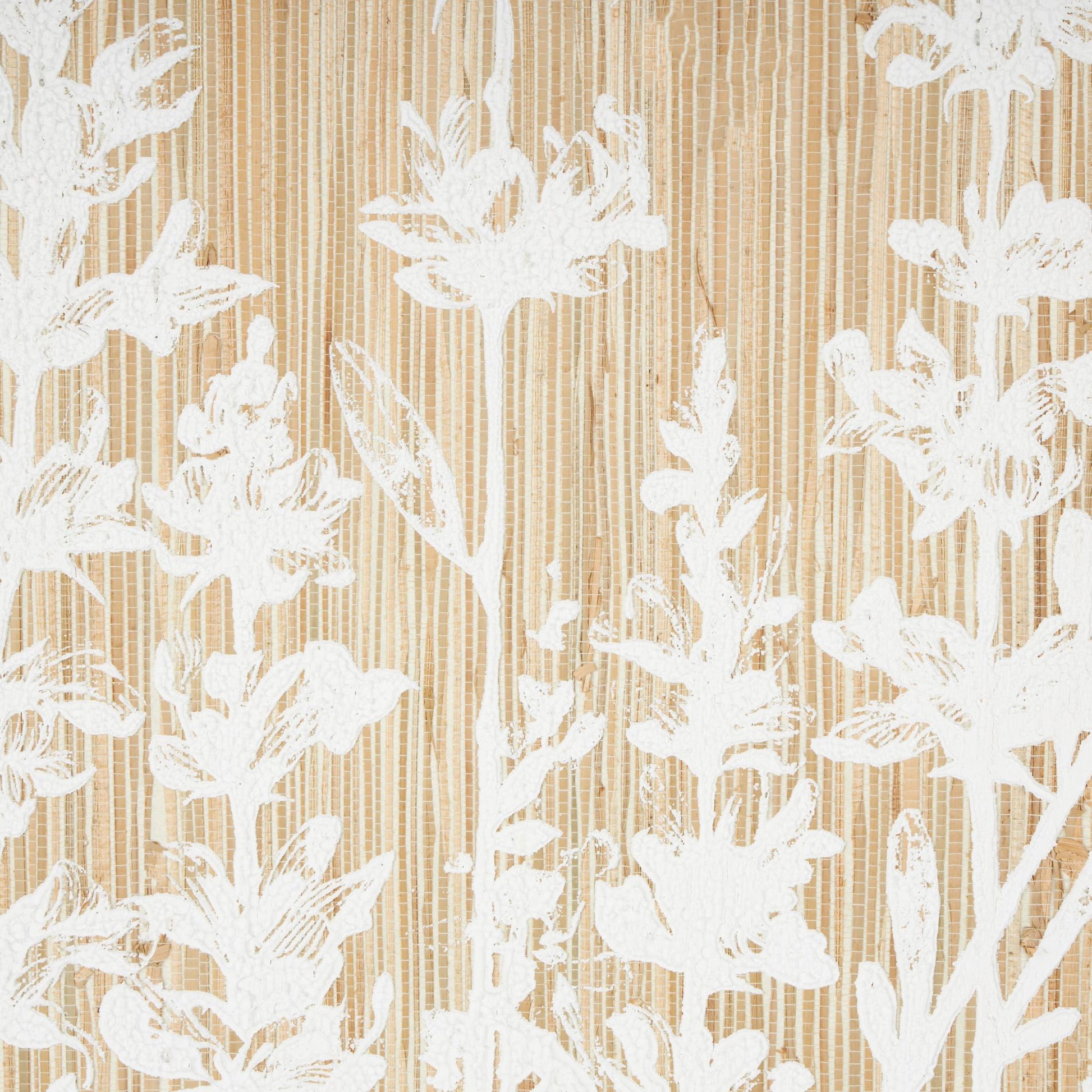 Floral Cream Wood Textured Living Room Framed Wall Art with White Painted Accents and Beaded Frame