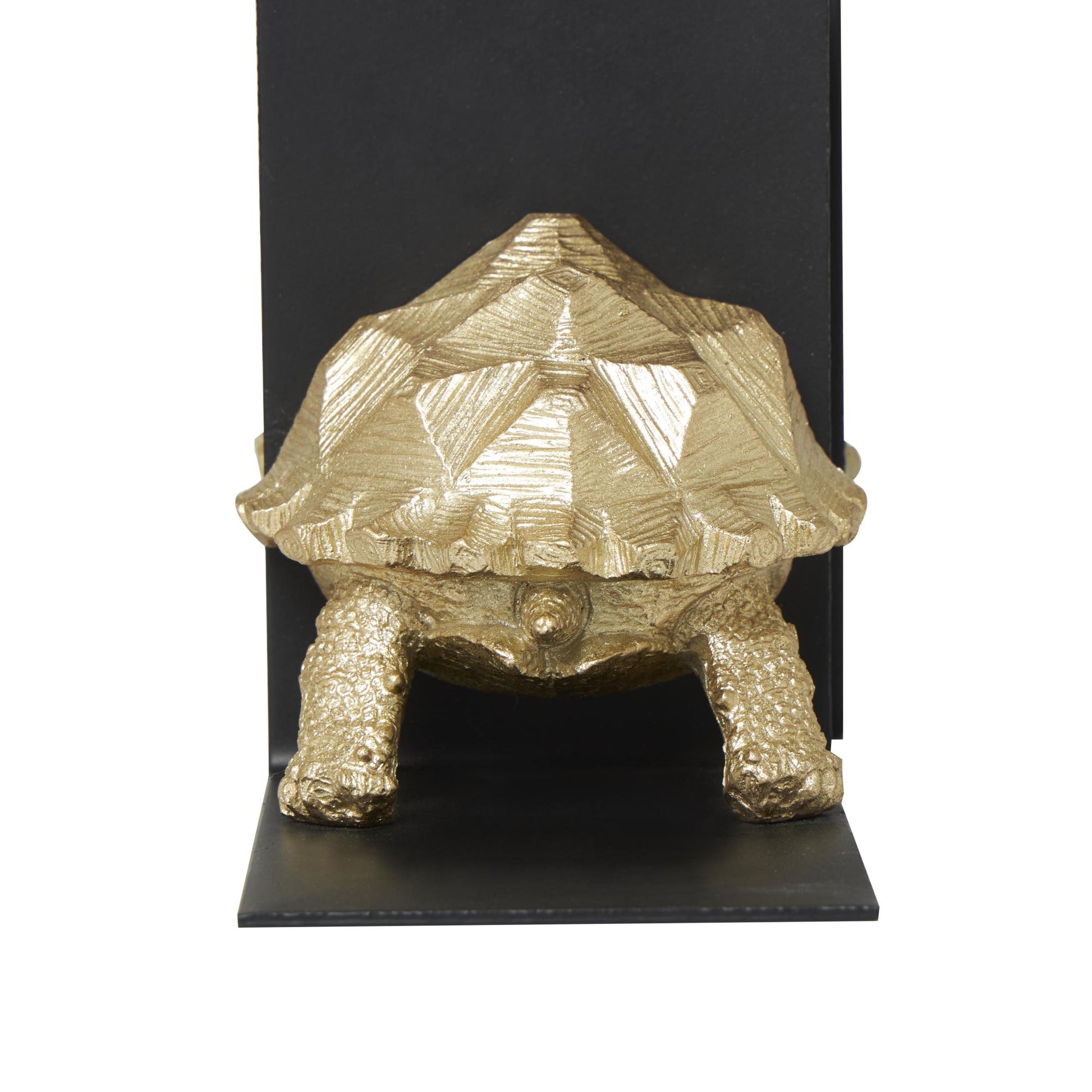 CosmoLiving by Cosmopolitan Set of 2 Turtle Brass Polystone Decorative Bookends with Black Stands