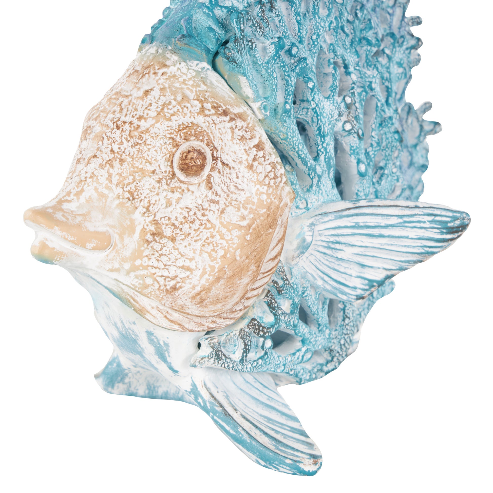 Fish Polystone Textured Decorative Sculpture with White Fins