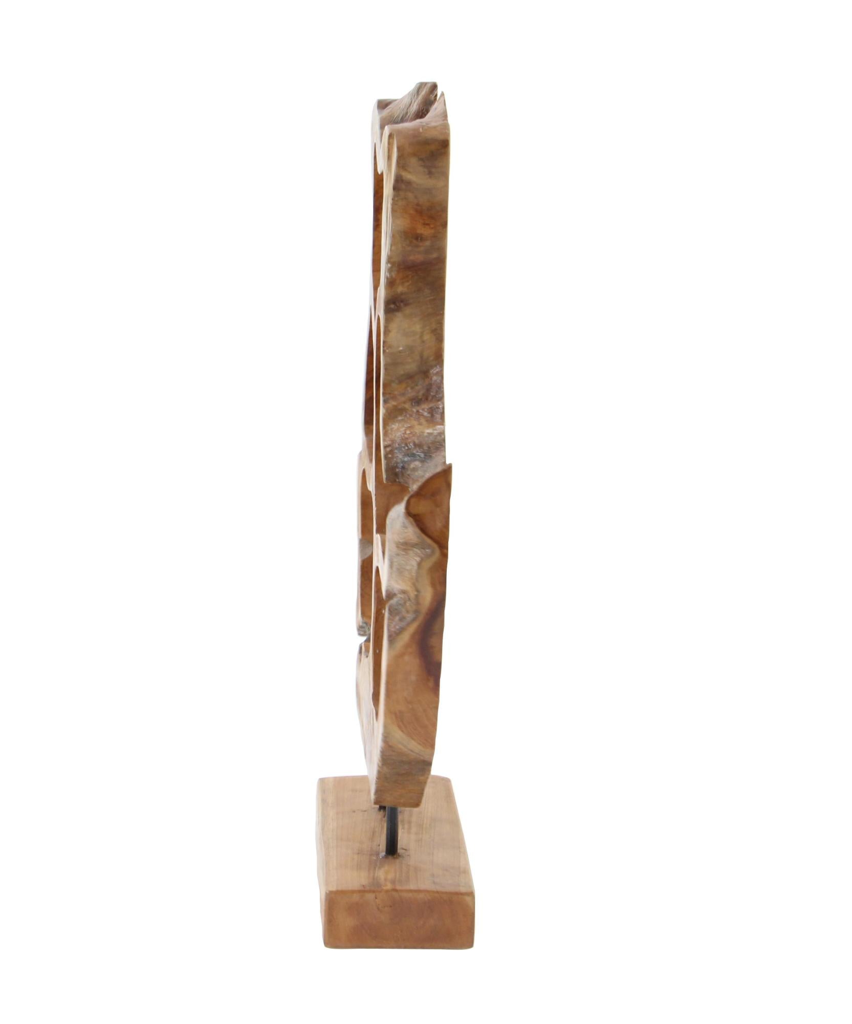 Abstract Brown Teak Wood Handmade Decorative Sculpture