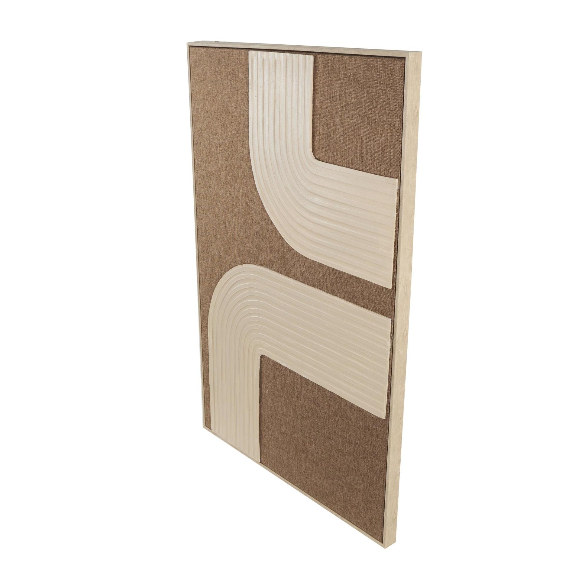 Abstract Brown Polyester Living Room Framed Wall Art with Tan Ribbed Arches