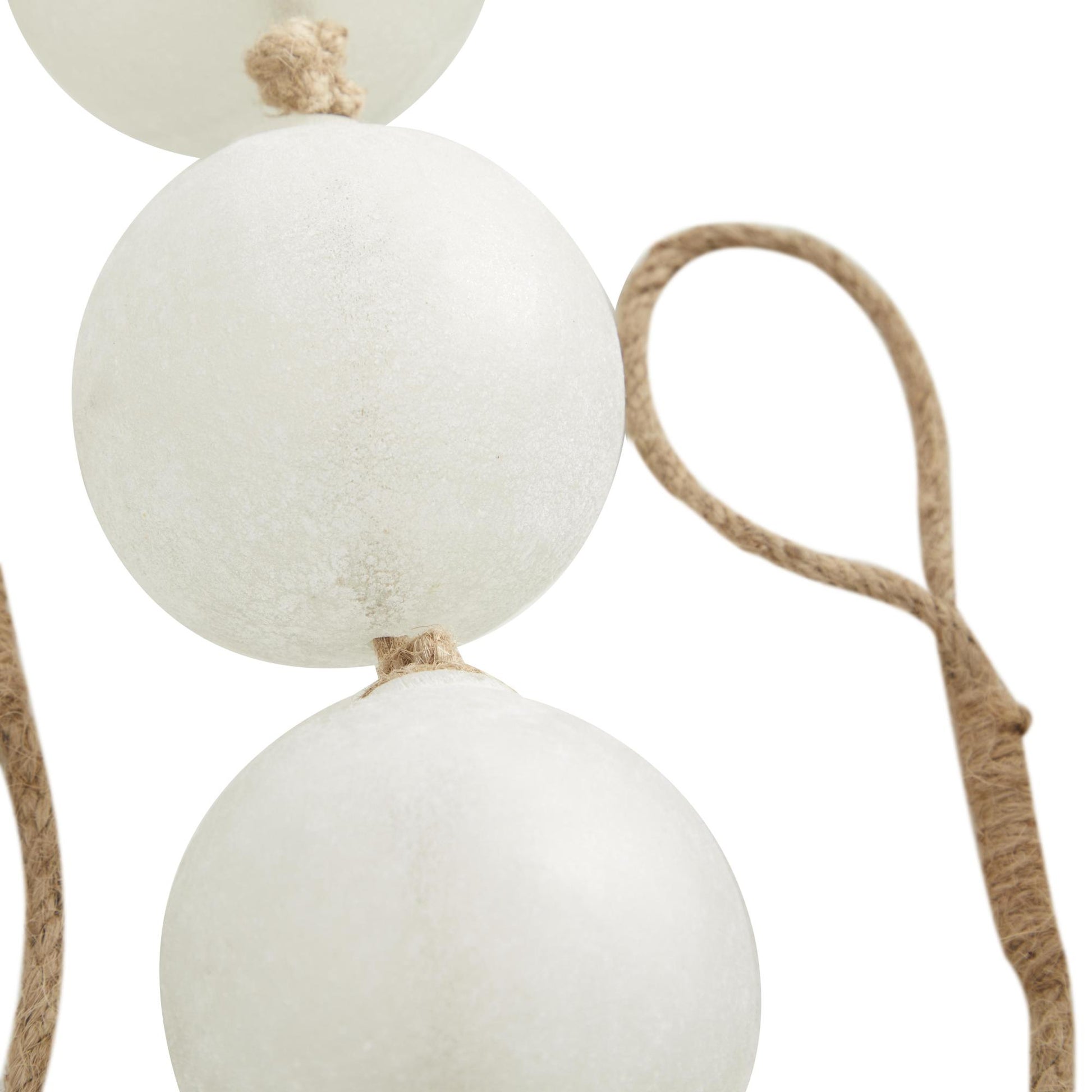 Glass Handmade Round Extra Long Frosted Orb Beaded Garland with Tassel with Knotted Jute Rope