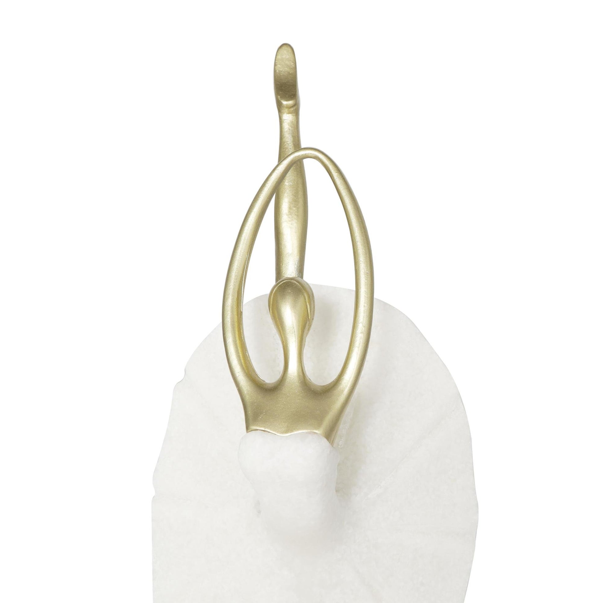 Dancer Cream Polystone Ballet Decorative Sculpture with Gold Accents