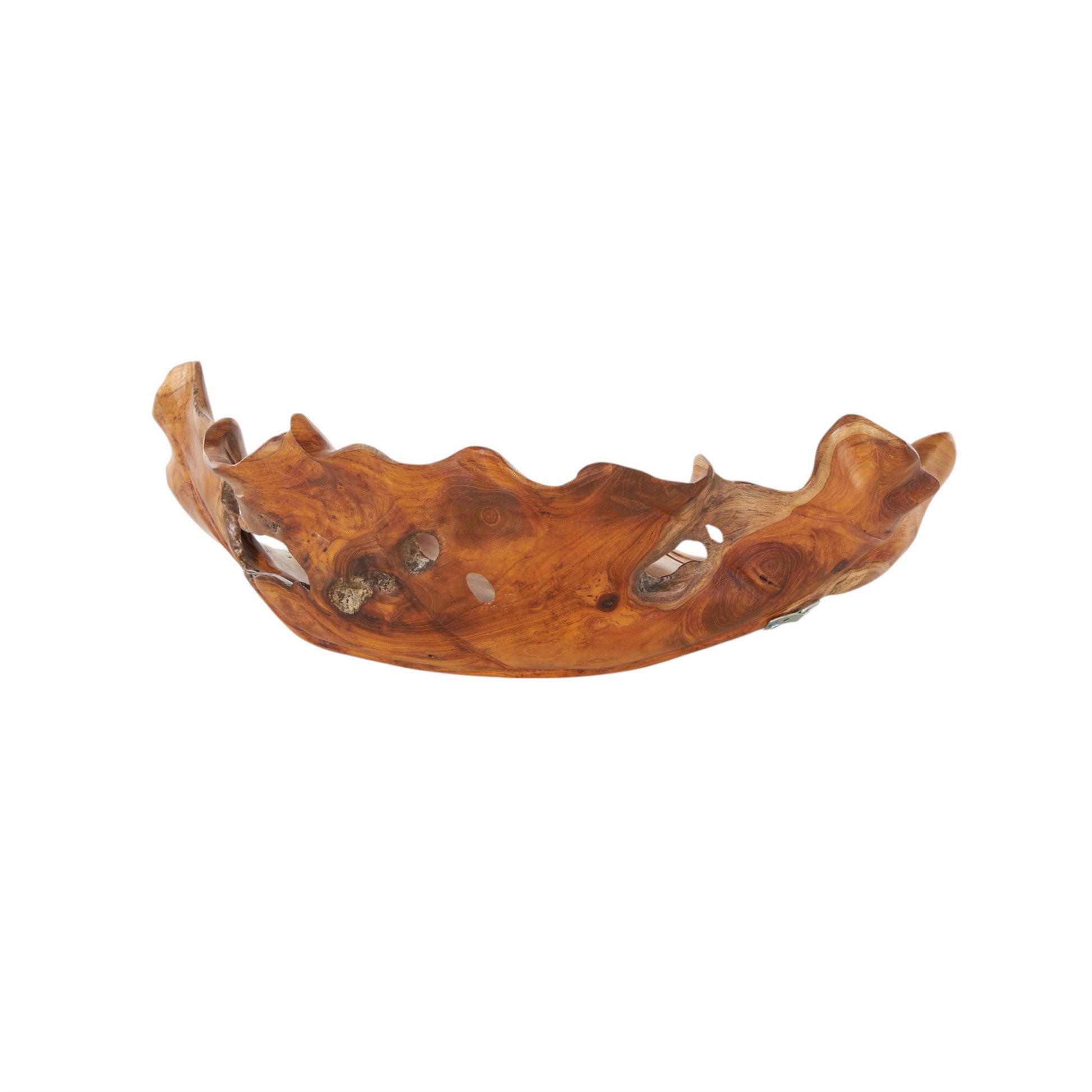 Leaf Brown Teak Wood Handmade Carved Living Room Decor Tray