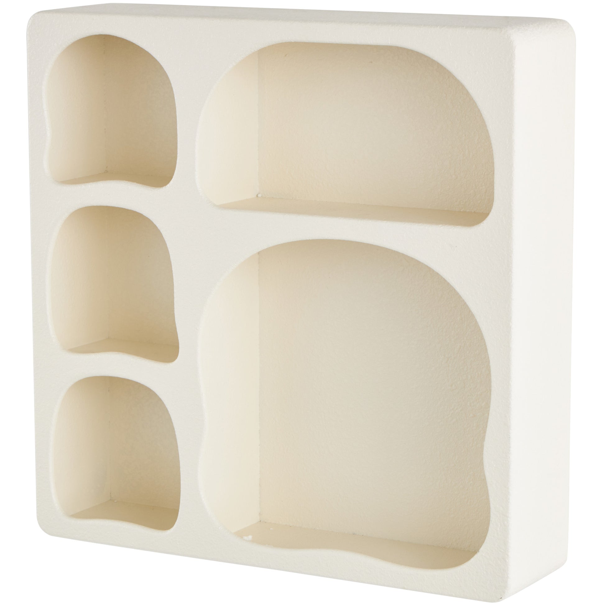 Geometric Wooden 5 Cubby Room Wall Shelf with Abstract Block Shapes