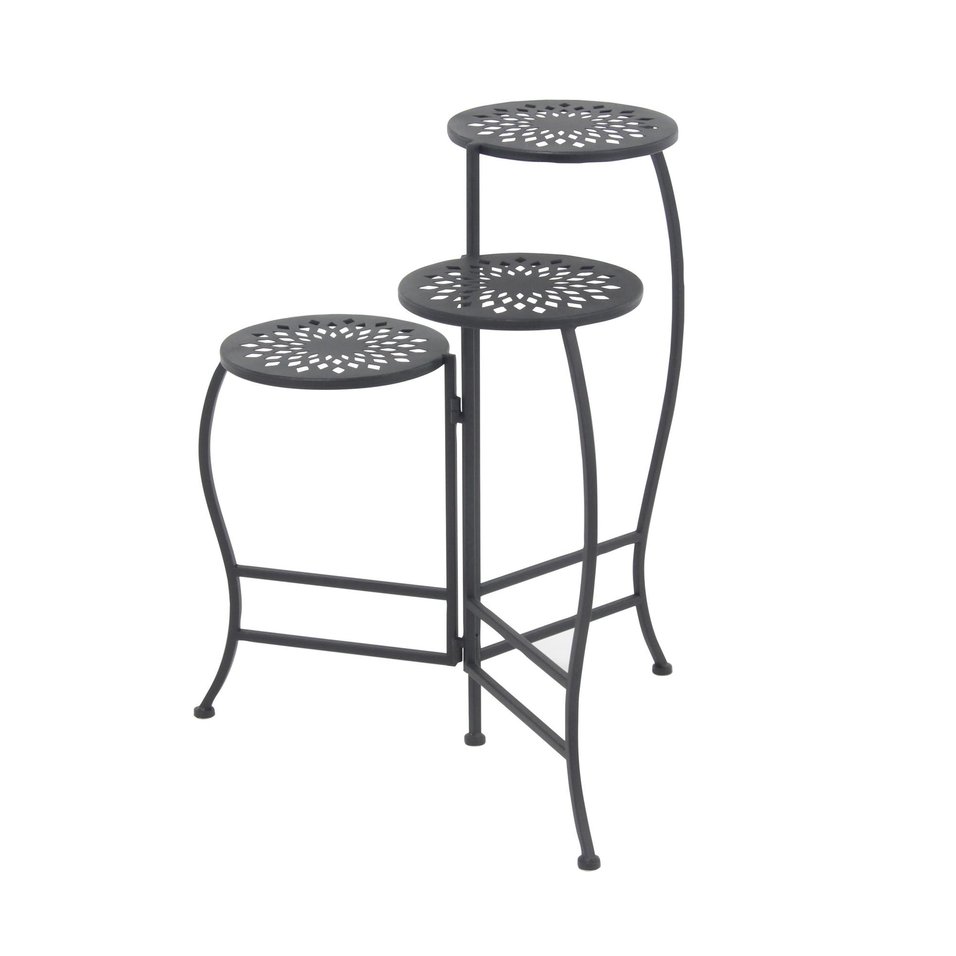 Floral Metal 3 Tier Indoor Outdoor Plantstand 19" x 14" x 24"