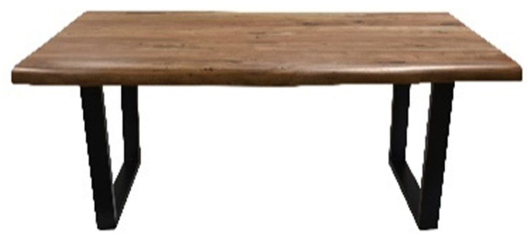 Brown Wood Kitchen Dining Table with Black Iron Framed Legs and Natural Wood Grains