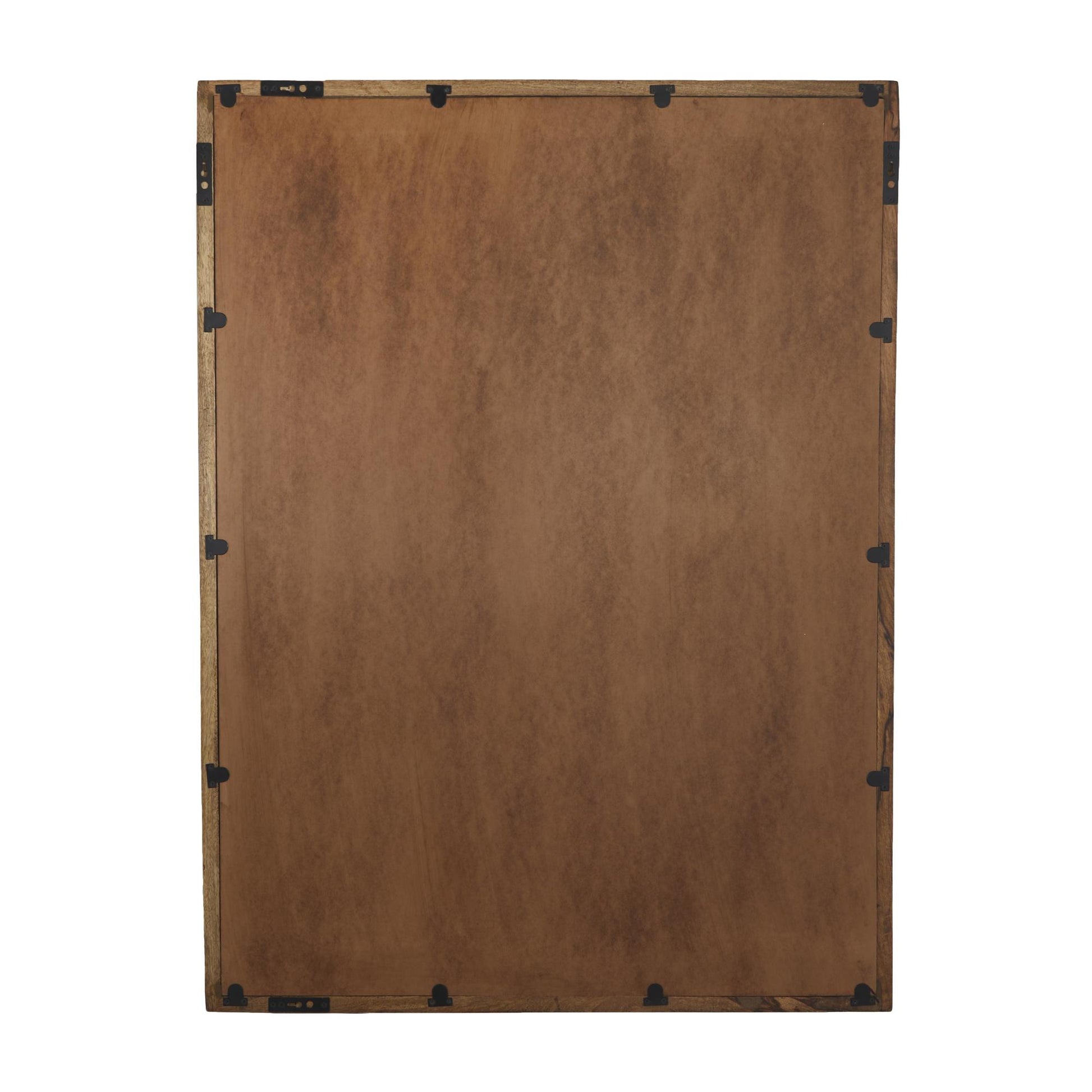 Brown Mango Wood Room Wall Mirror with Natural Wood Grain and Deep Set Frame