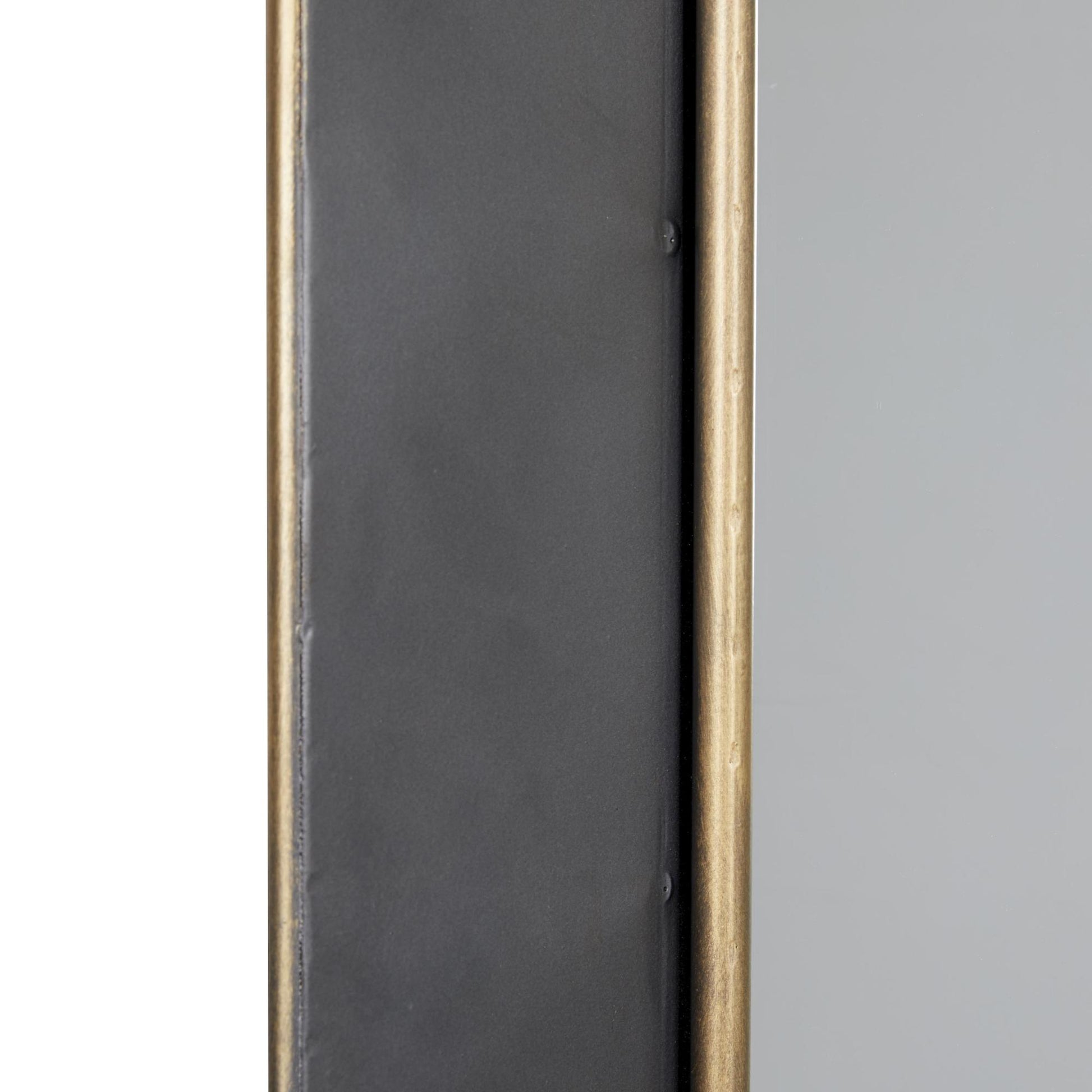 Black Metal Concaved Room Wall Mirror with Gold Detailing