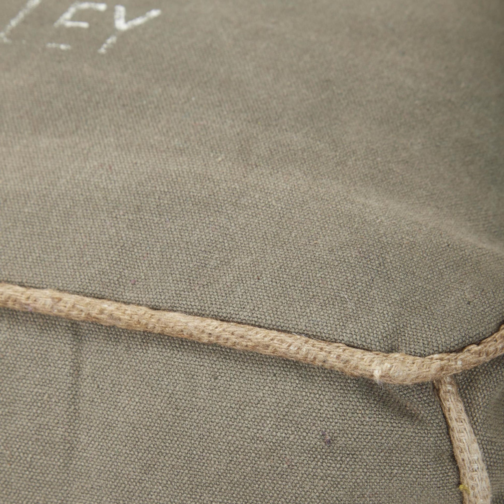 Scroll Canvas France Inspired Stuffed Pouf with Leather Star Pocket and Handles