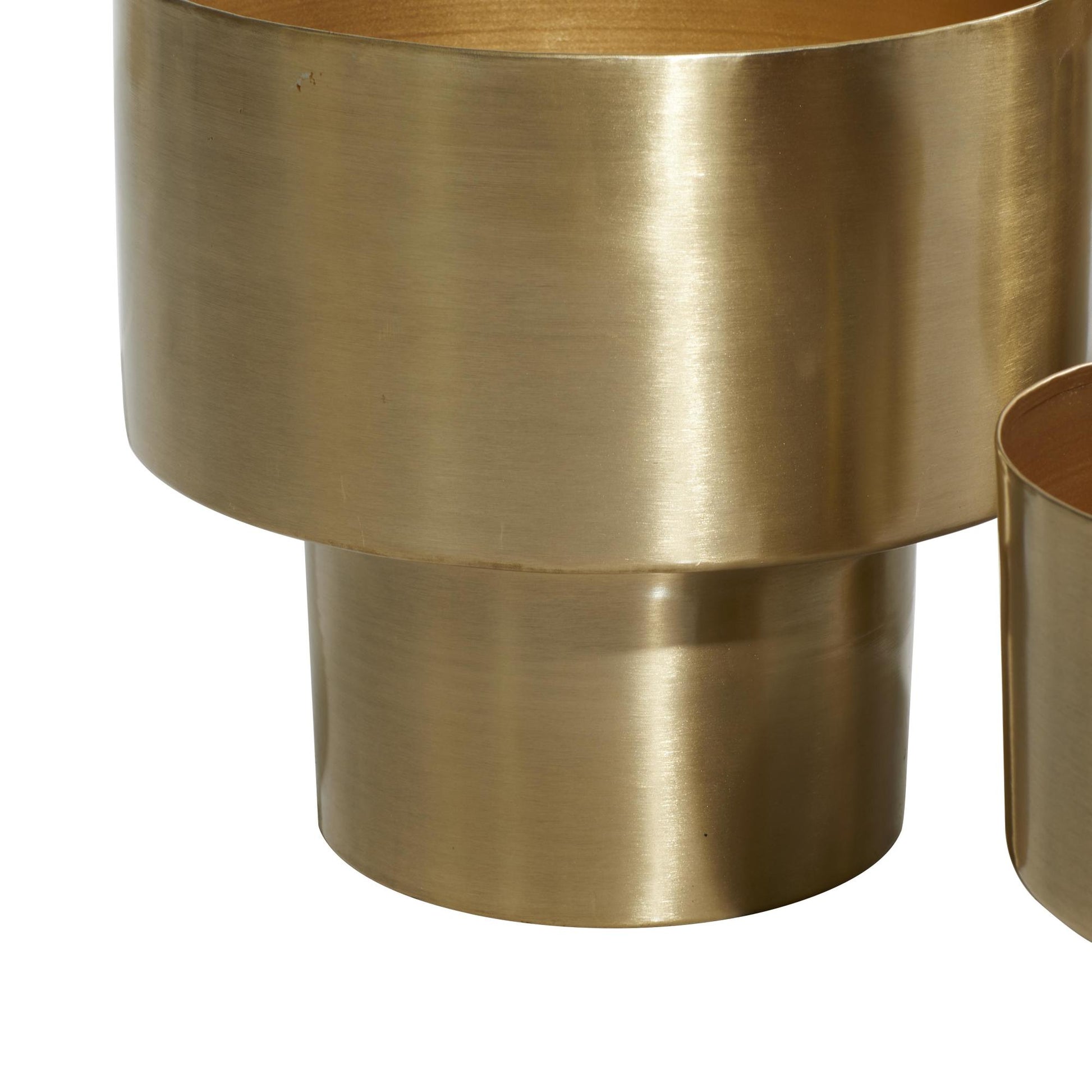 Set of 3 Gold Metal Brushed Indoor Outdoor Planter