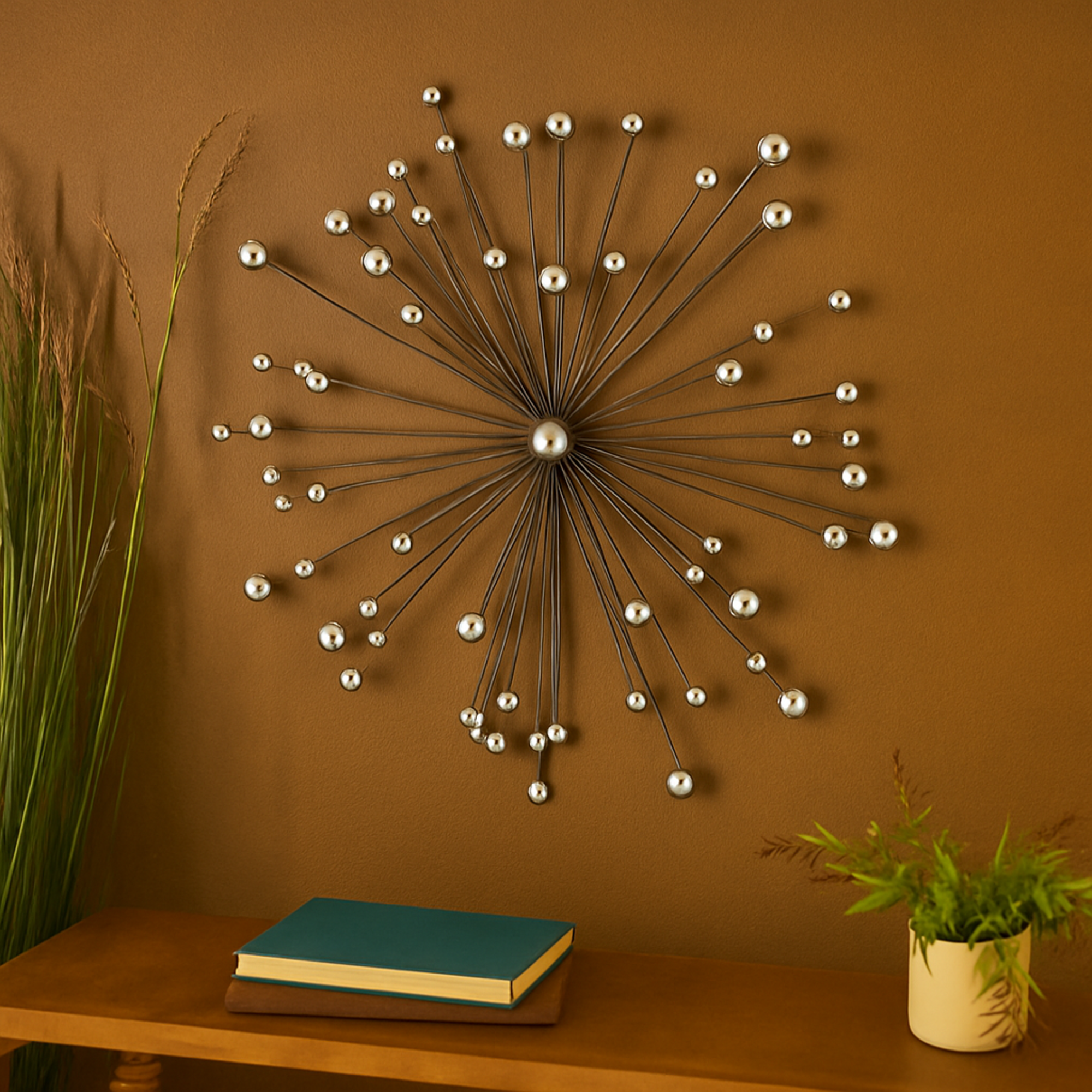 Starburst Black Metal Home Wall Decor with Crystal Embellishments