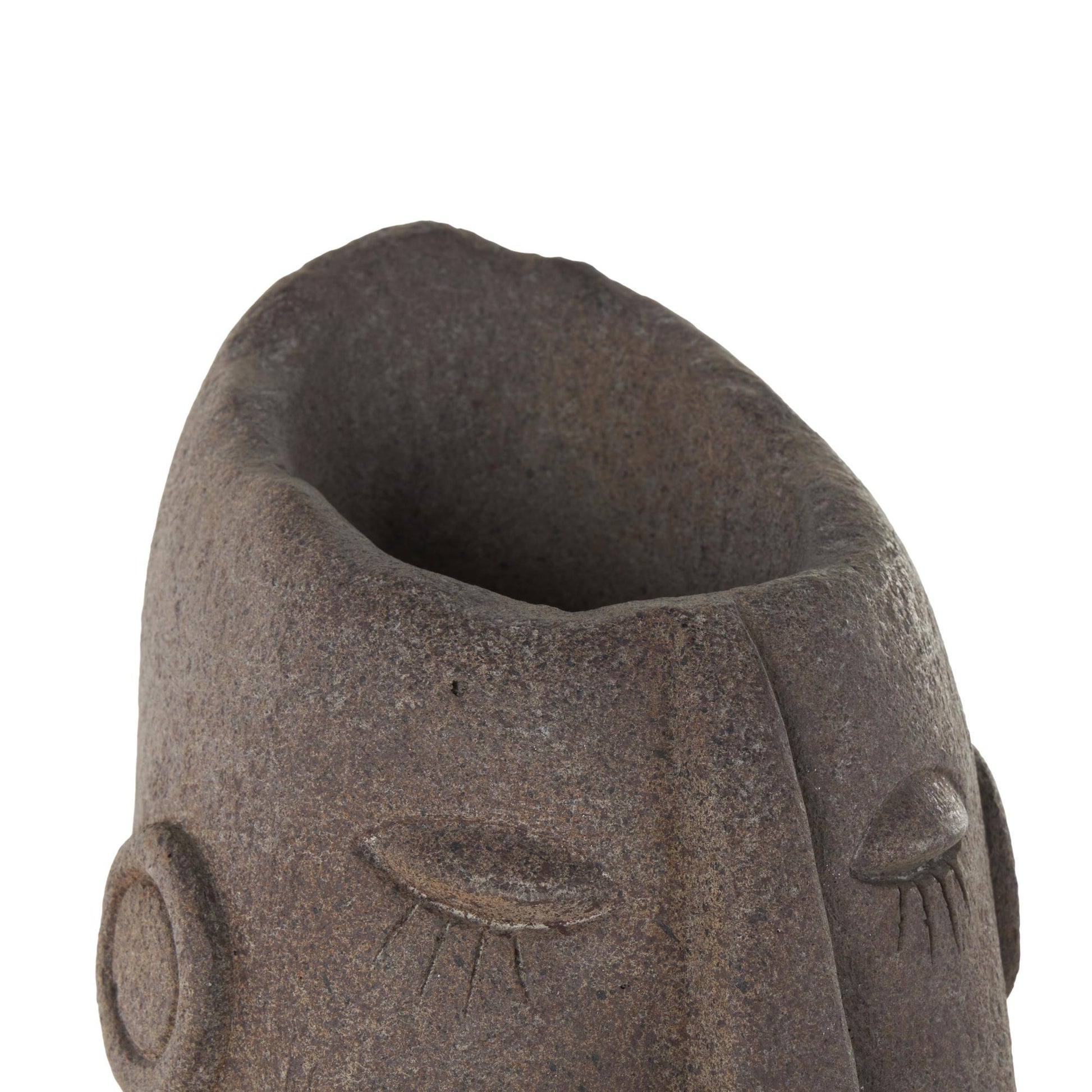 Woman Brown Magnesium Oxide Textured Easter Island Head Indoor Outdoor Planter