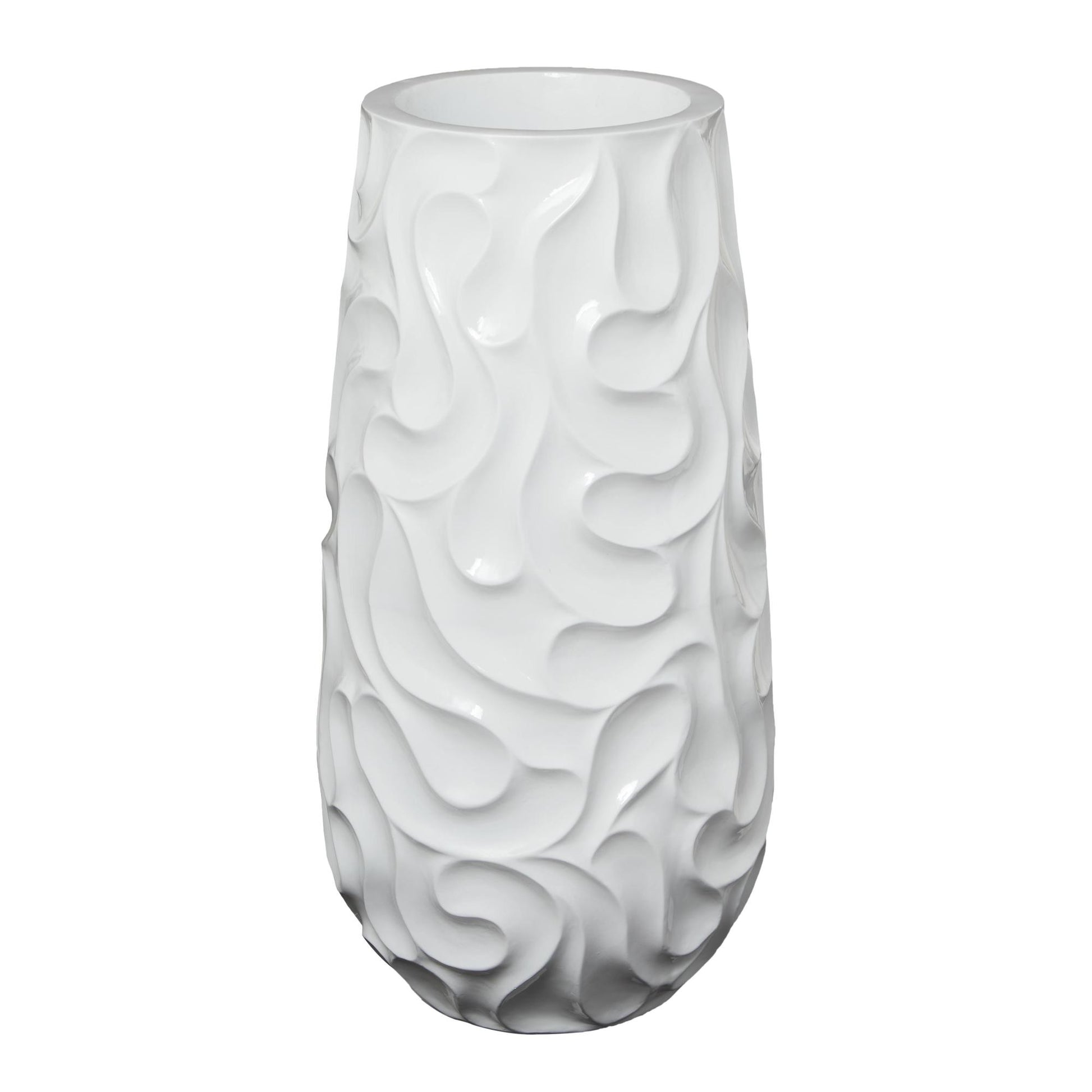 Resin Large Wavy Textured Floor Decorative Vase