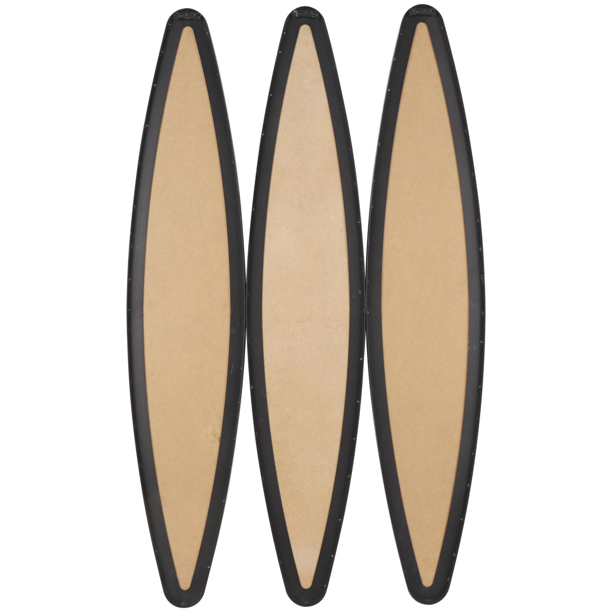 Set of 3 Black Metal Elongated Oval Room Wall Mirror