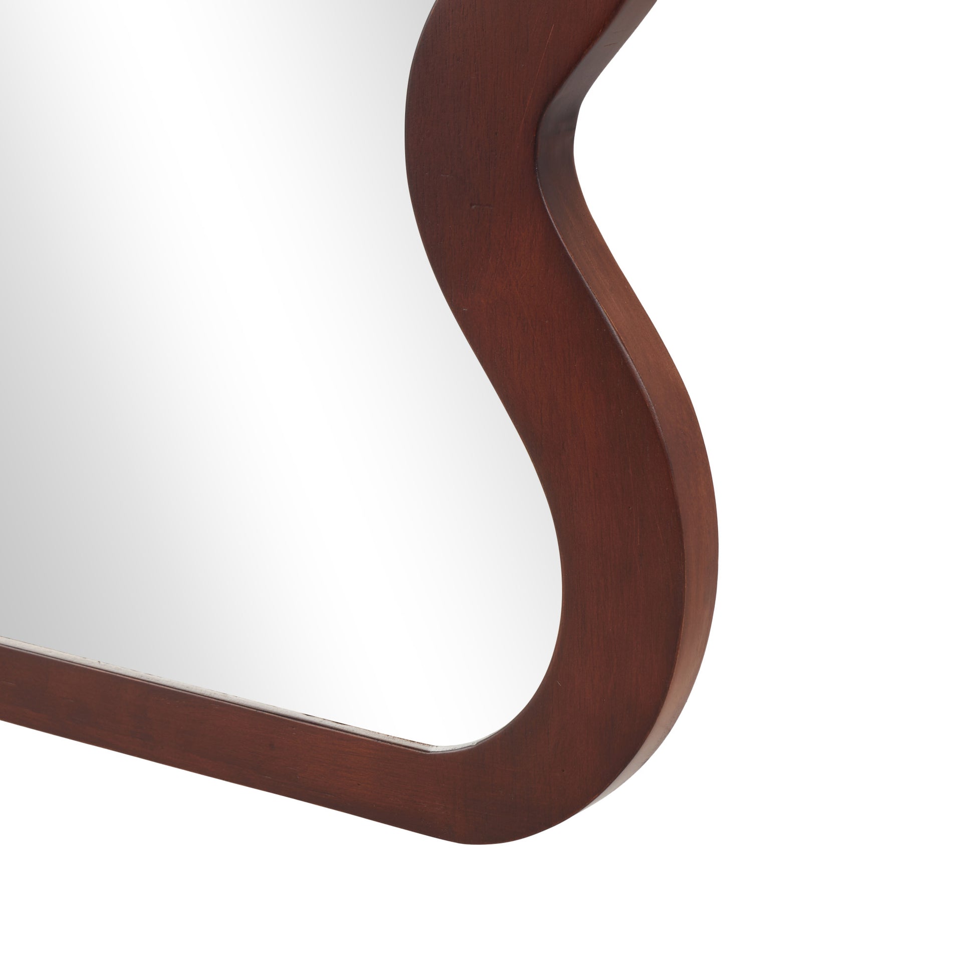 Dark Brown Wood Wavy Room Wall Mirror