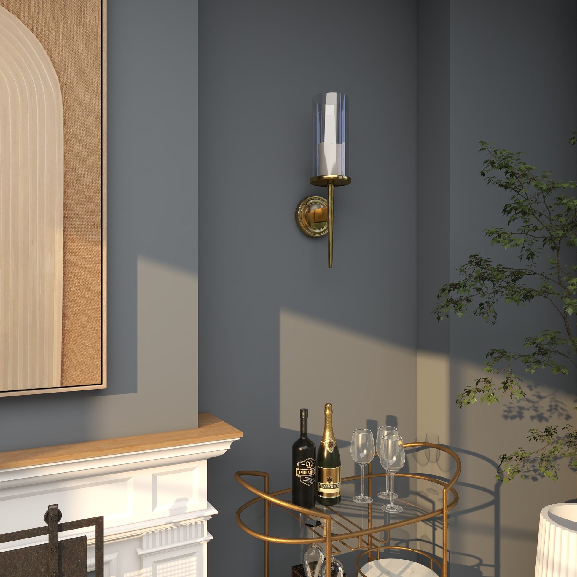 Aluminum Metal Single Candle Indoor Outdoor Wall Sconce with Glass Holder