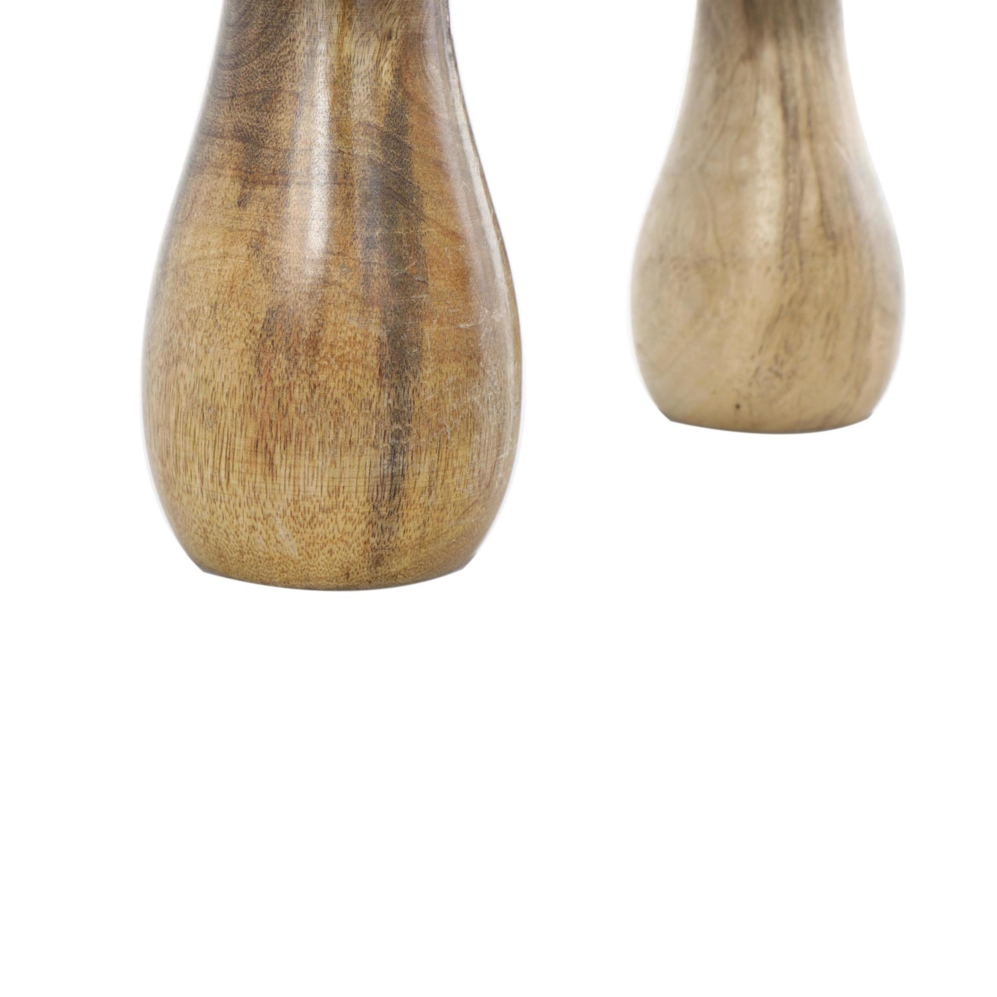 Set of 3 Mushroom Stainless Steel Metal Handmade Hammered Decorative Sculpture with Brown Wood Bases