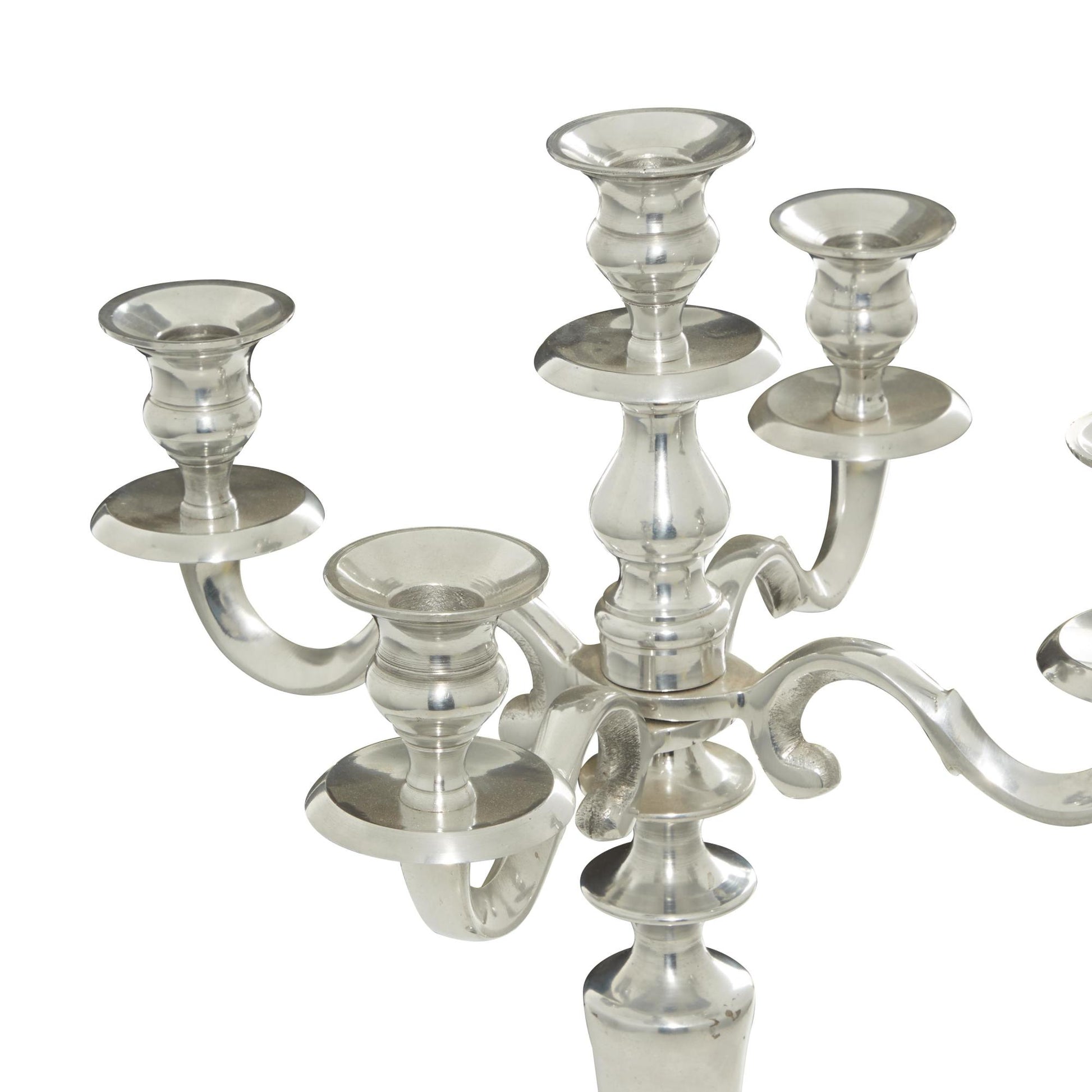 Scroll Silver Aluminum Metal Tall Decorative Candelabra
