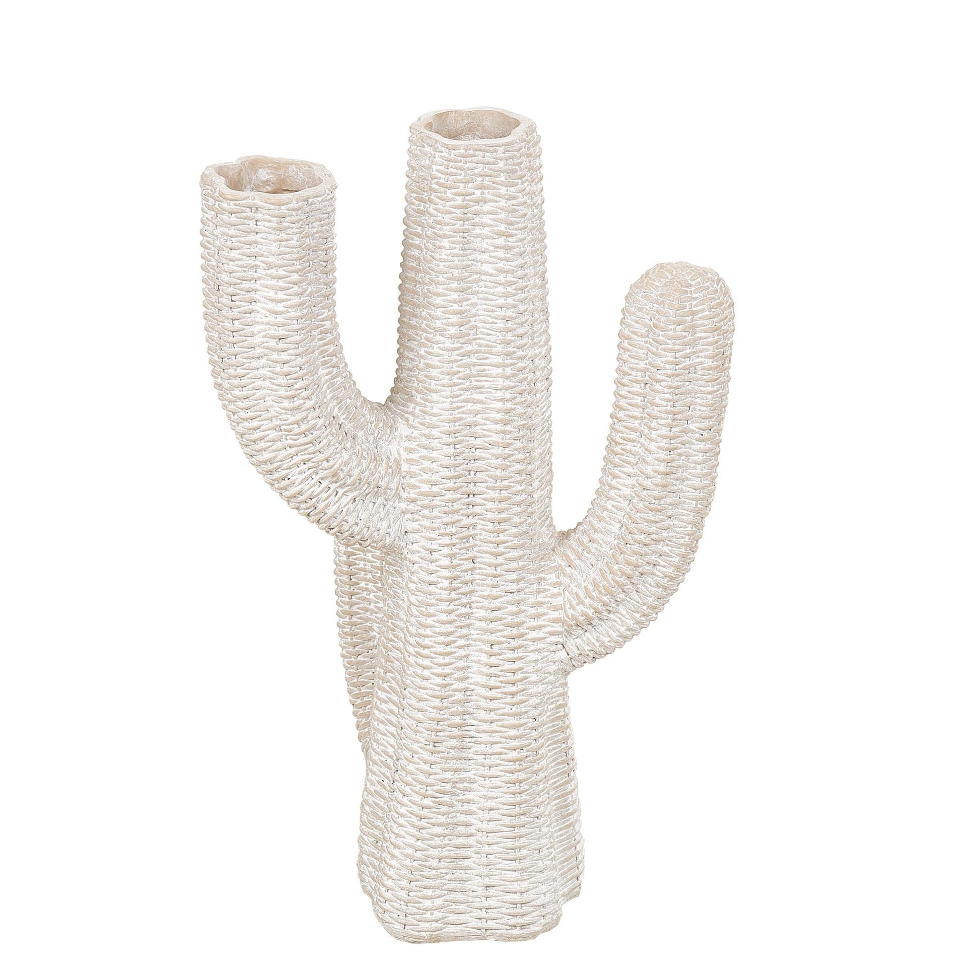 Cactus Cream Resin Tall Textured Indoor Outdoor Planter