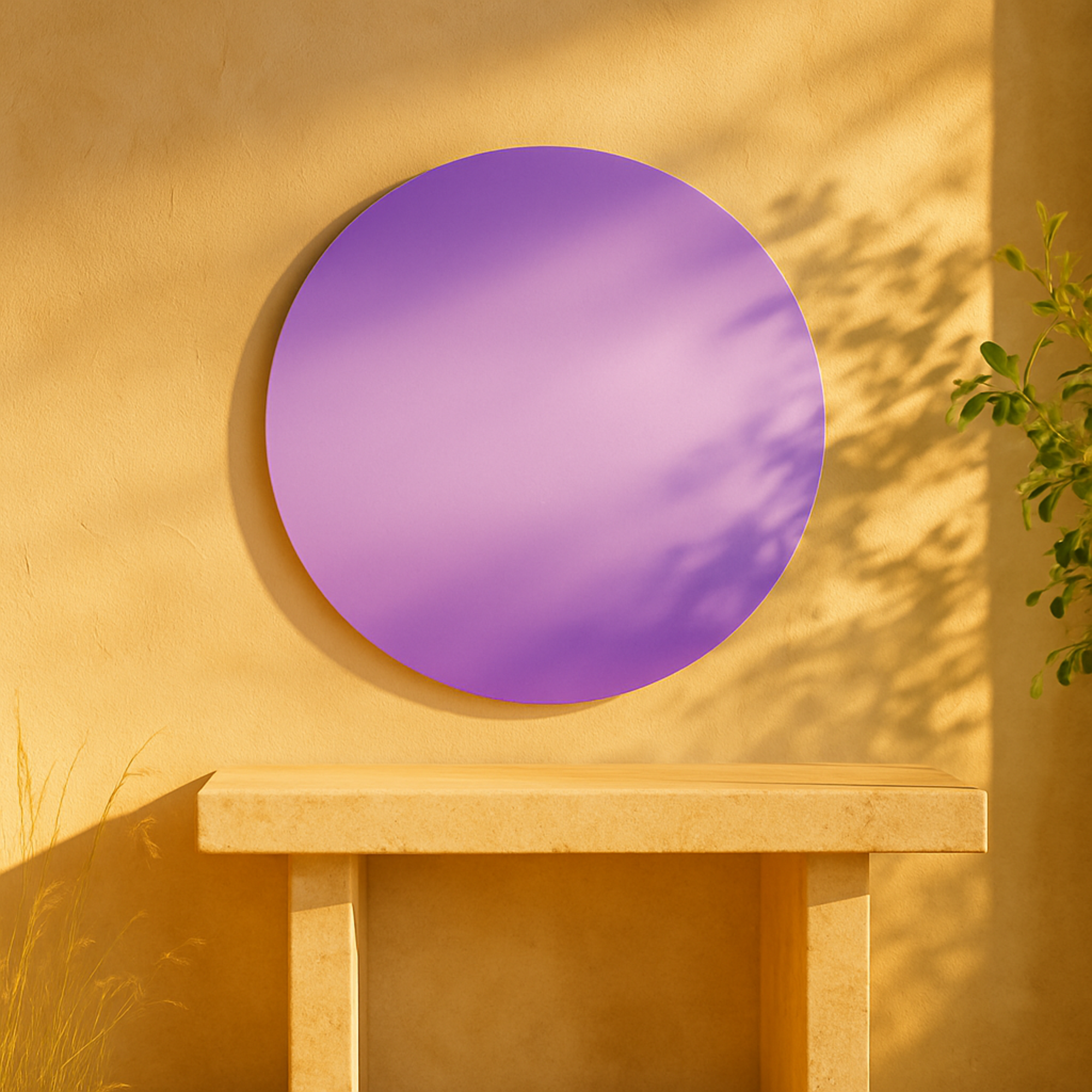 Wood Round Tinted Room Wall Mirror