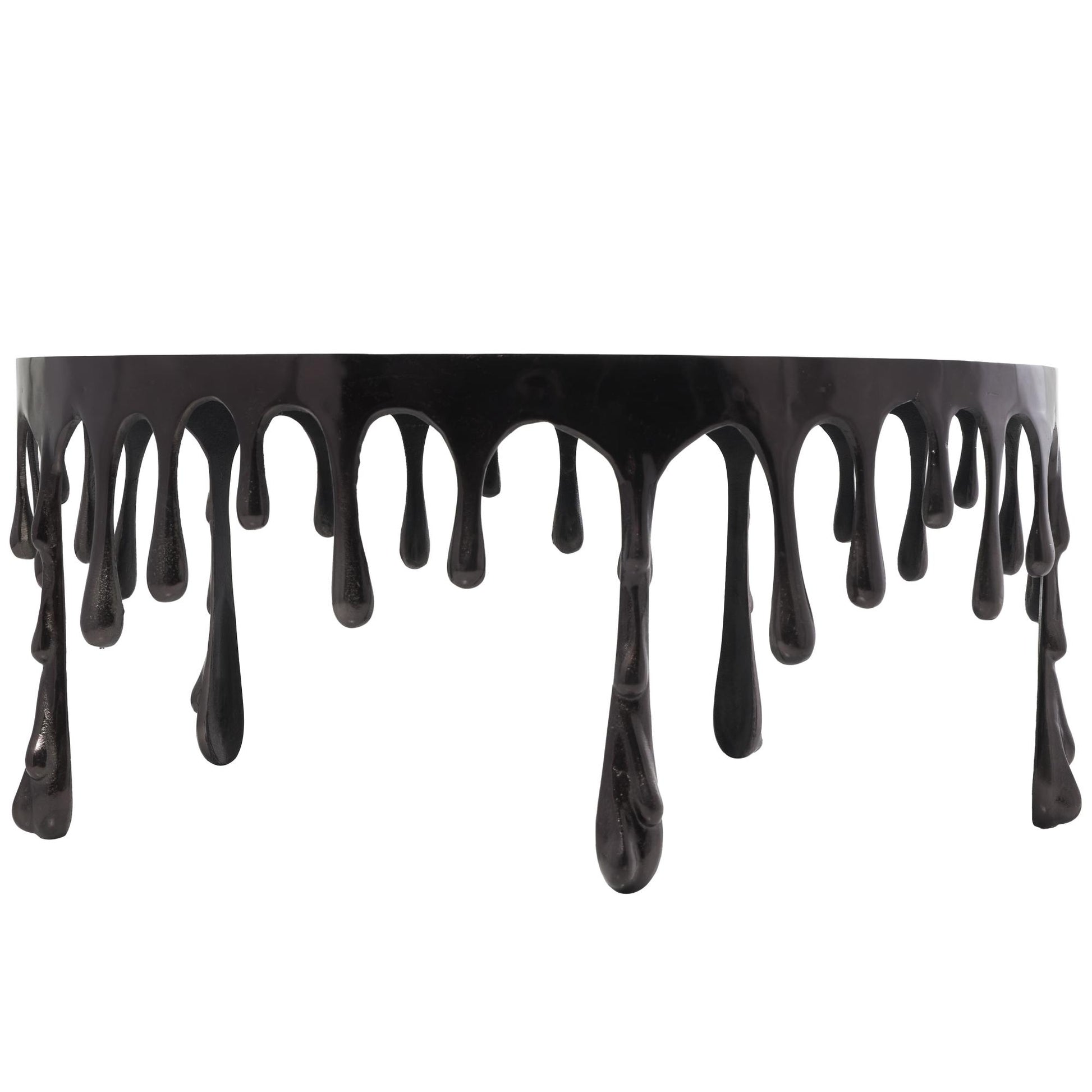 Abstract Aluminum Metal Drip Living Room Coffee Table with Melting Designed Legs and Shaded Glass Top