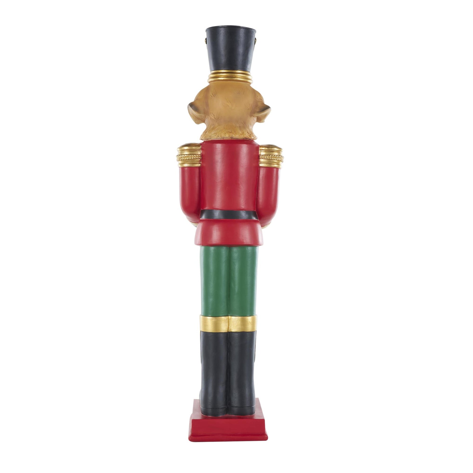 Dog Red Fiberglass Tall Soldier Nutcracker Decorative Christmas Sculpture with LED Light Snow Globe