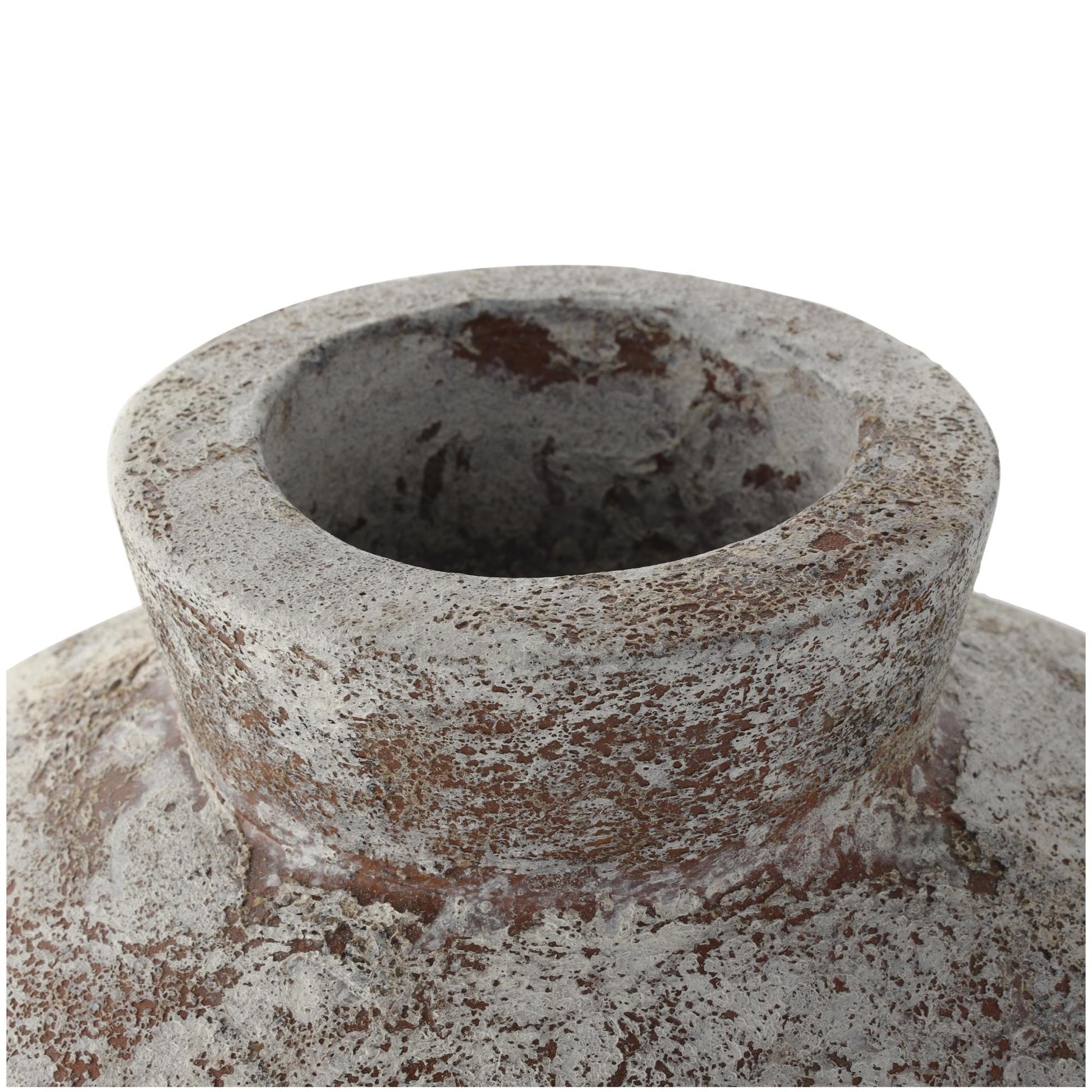 Brown Ceramic Antique Style Textured Square Decorative Vase