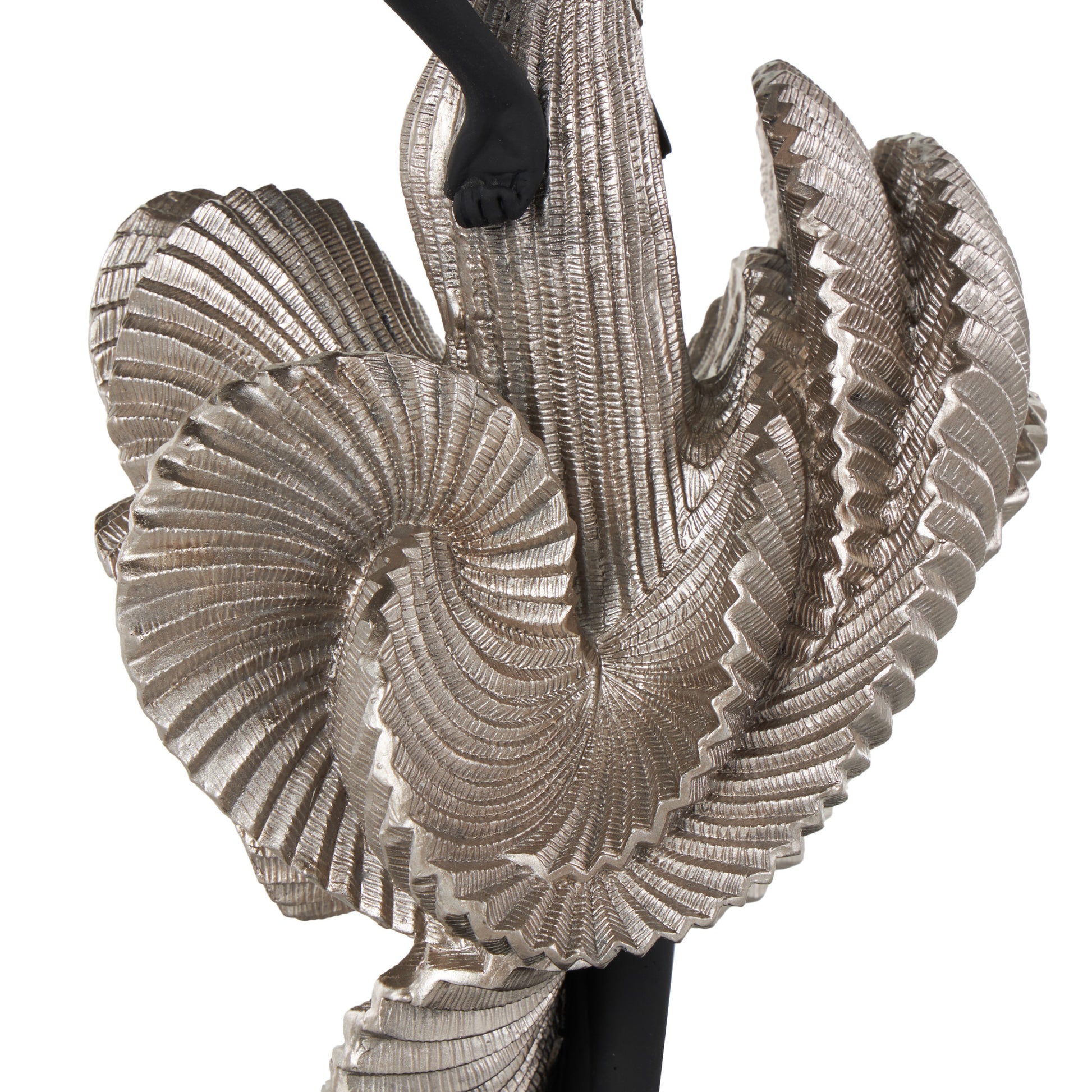 Dancer Black Polyresin Decorative Sculpture with Silver Dress