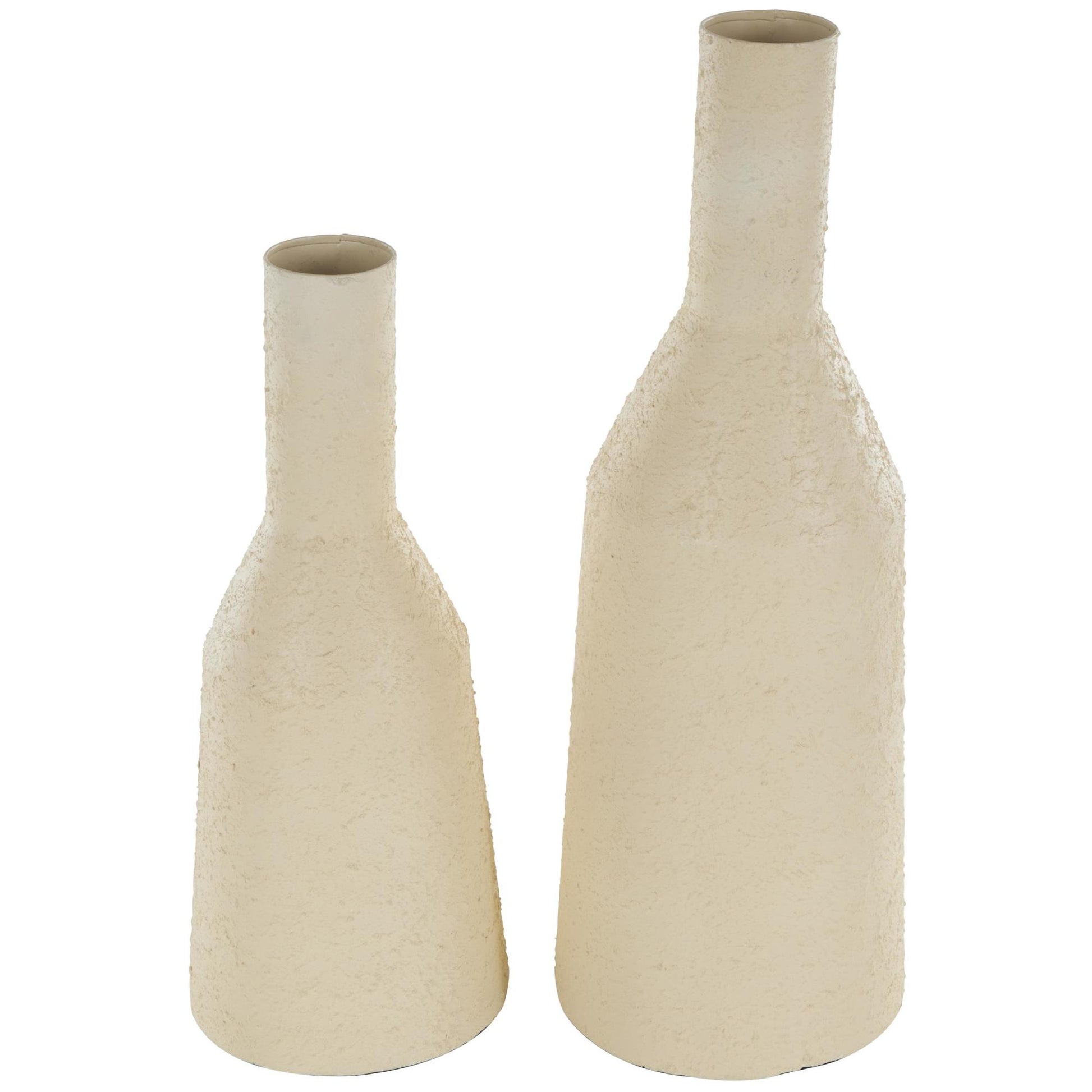 Set of 2 Metal Minimalistic Distressed Textured Decorative Vase Set of 2 18", 14"H
