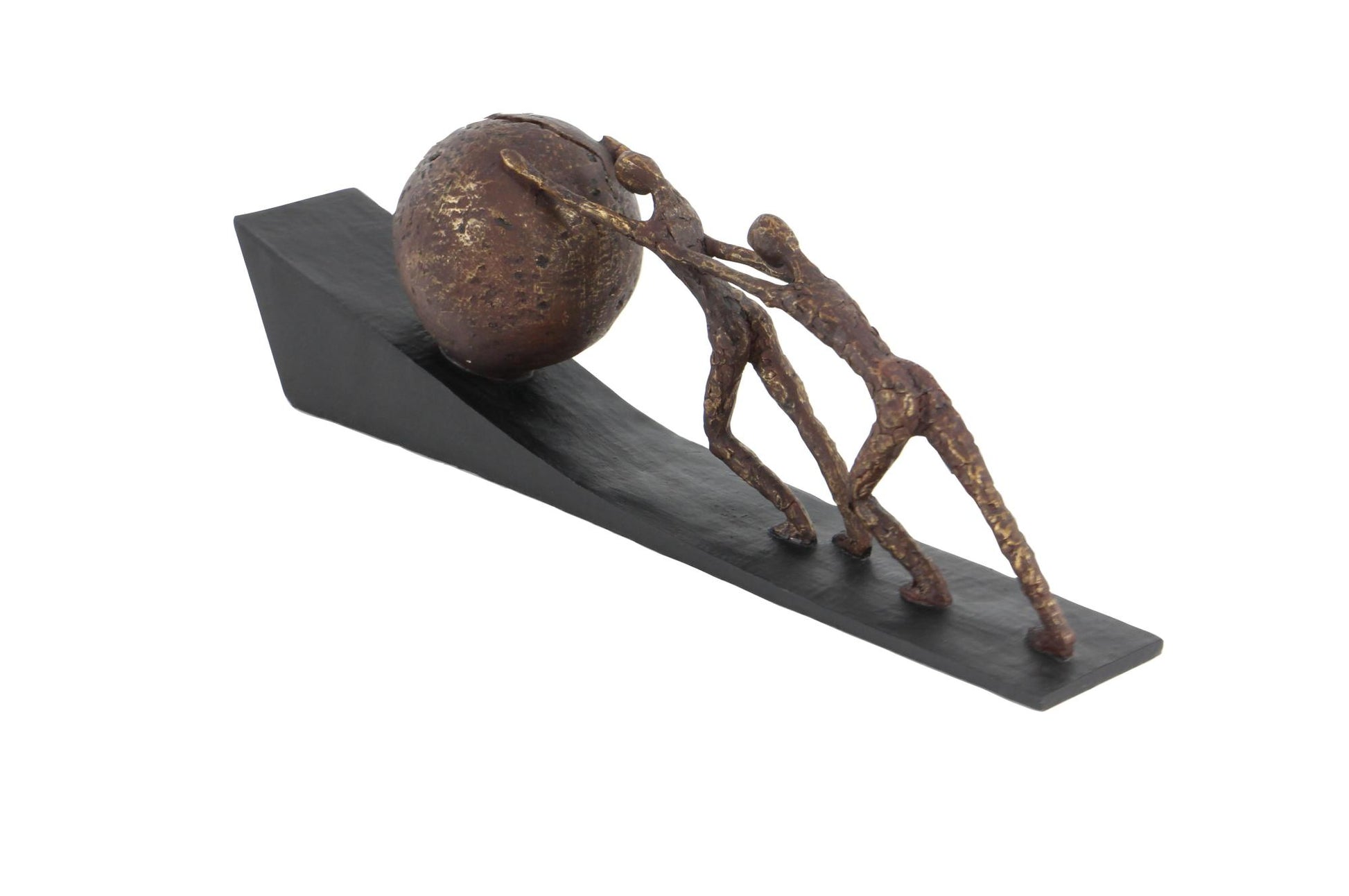 People Brown Polystone Decorative Sculpture with Ball