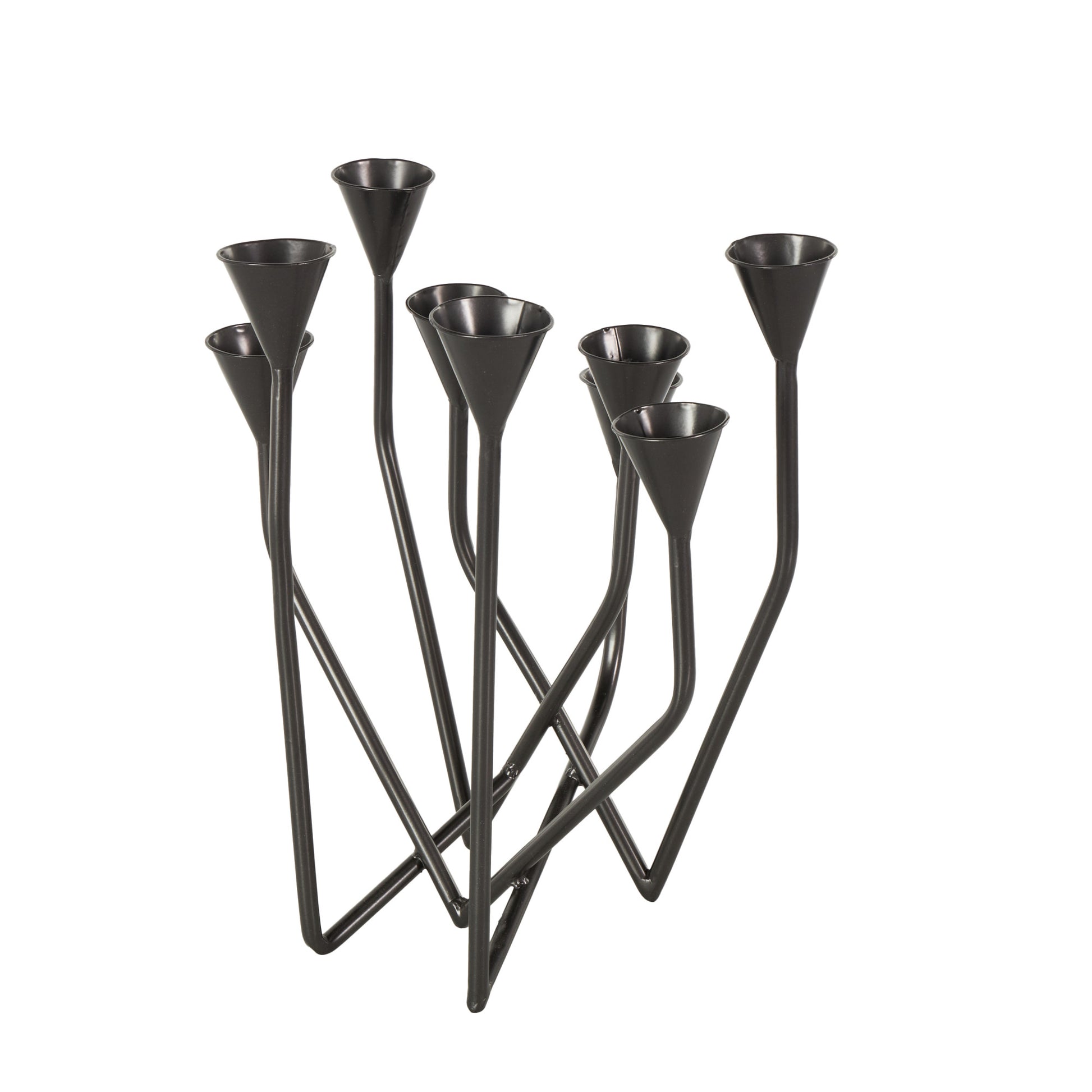 Black Metal Taper 9 Slot Decorative Candelabra