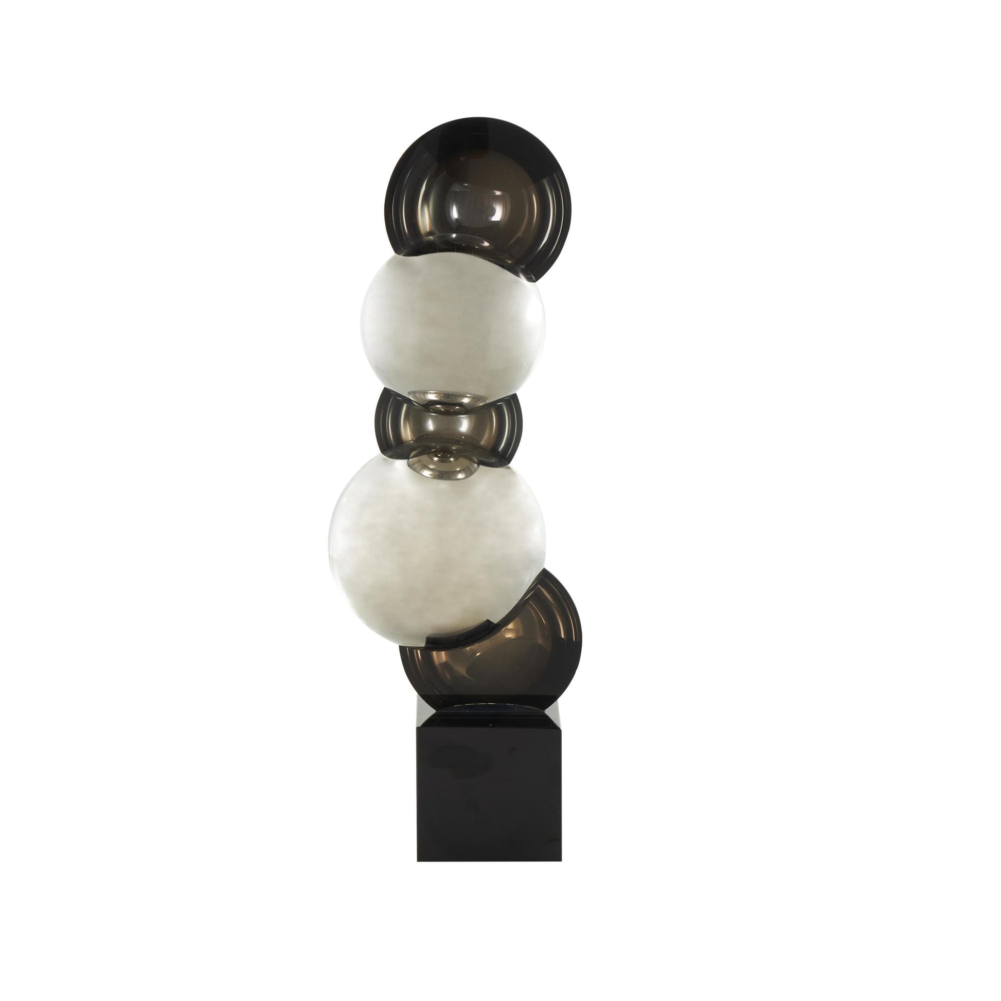 Abstract Glass Stacked Orb Decorative Sculpture with Black Base