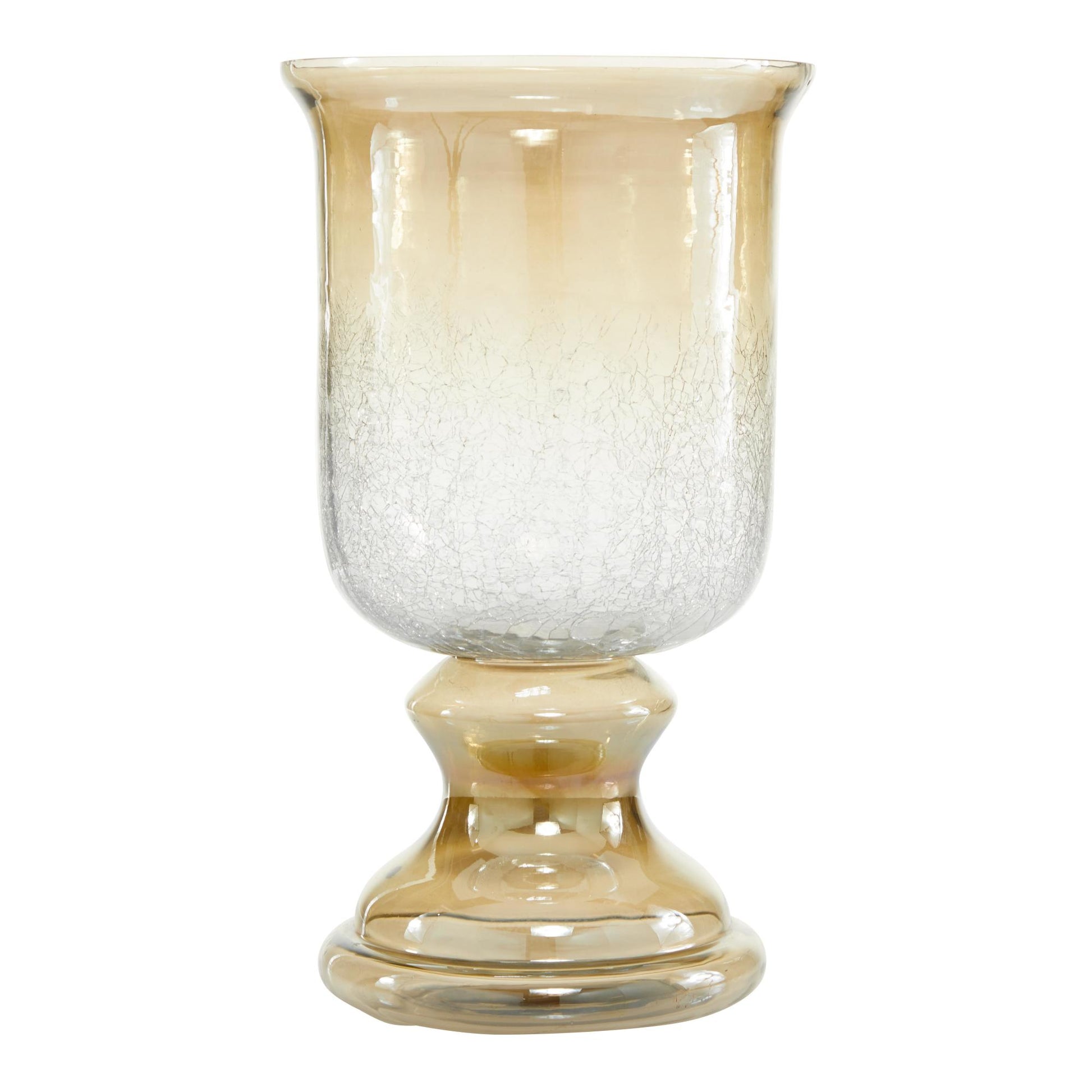 Glass Handmade Turned Style Pillar Room Hurricane Lamp with Smoked Glass Finish 7" x 7" x 14"