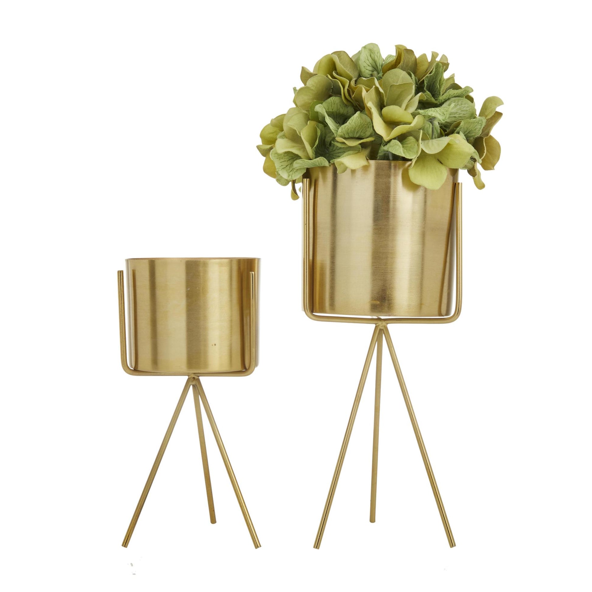 CosmoLiving by Cosmopolitan Set of 2 Metal Small Indoor Outdoor Planter with Removable Stand