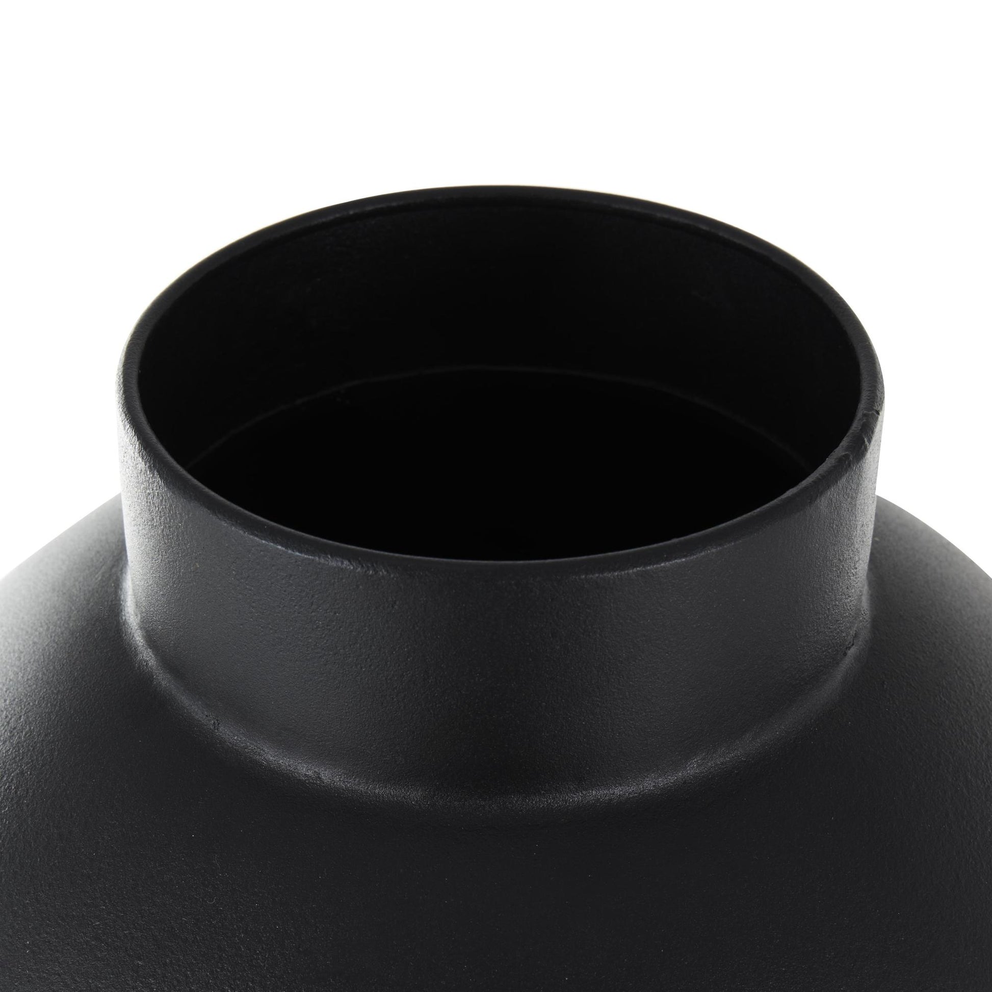 Black Metal Decorative Vase with Narrow Opening