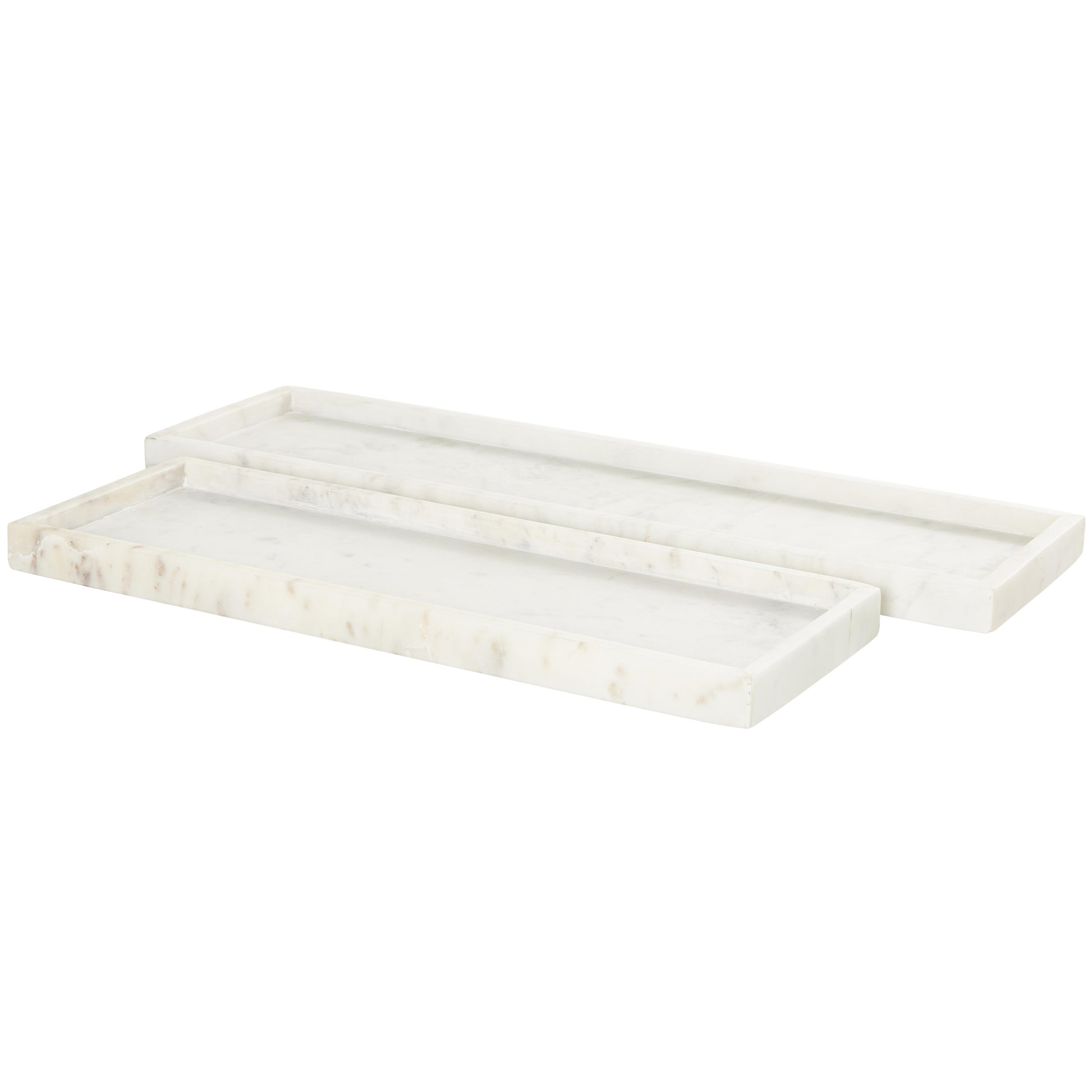 Set of 2 Marble Minimalistic Textured Square Living Room Decor Tray Set of 2 10", 8"W
