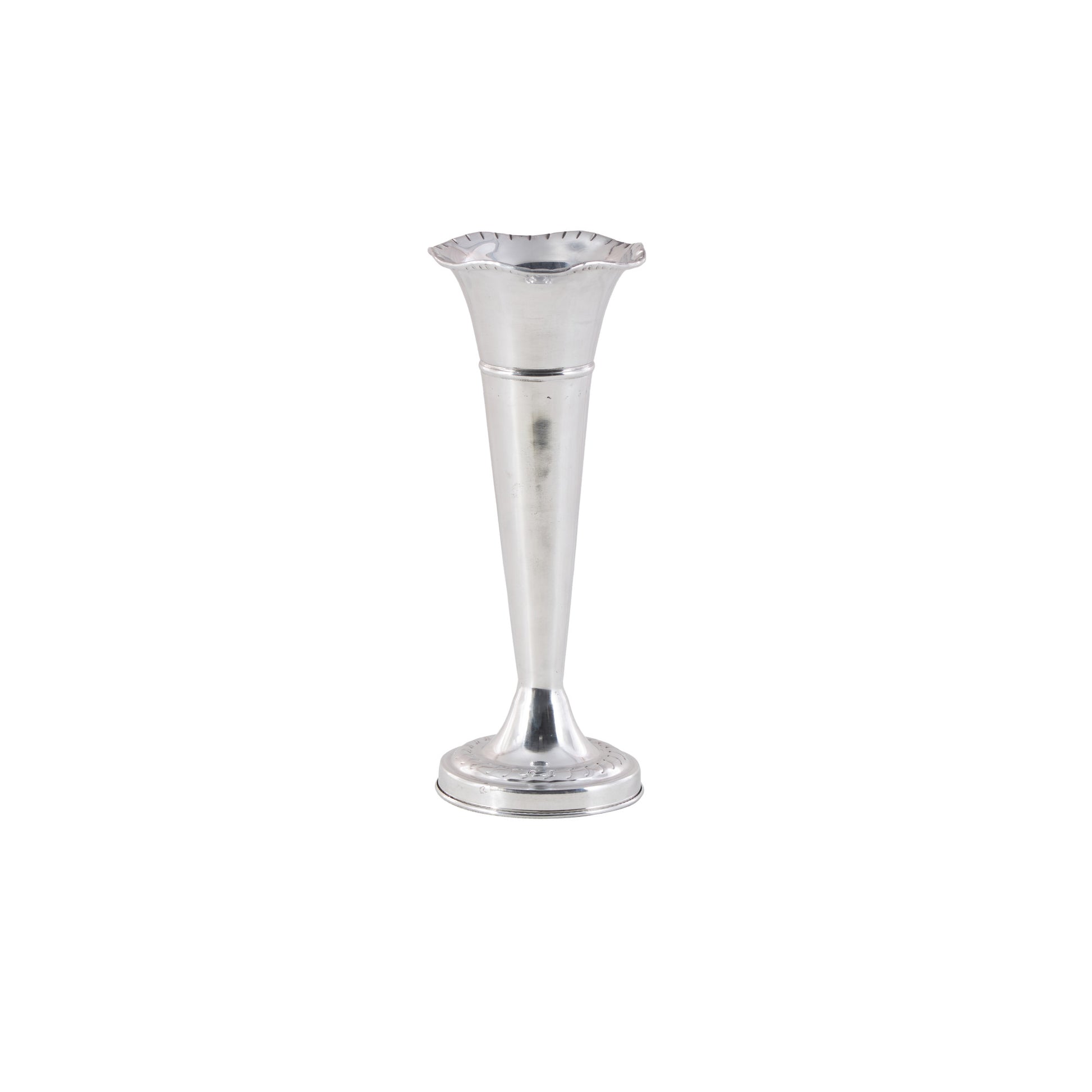 Silver Aluminum Metal Flute Shaped Decorative Vase