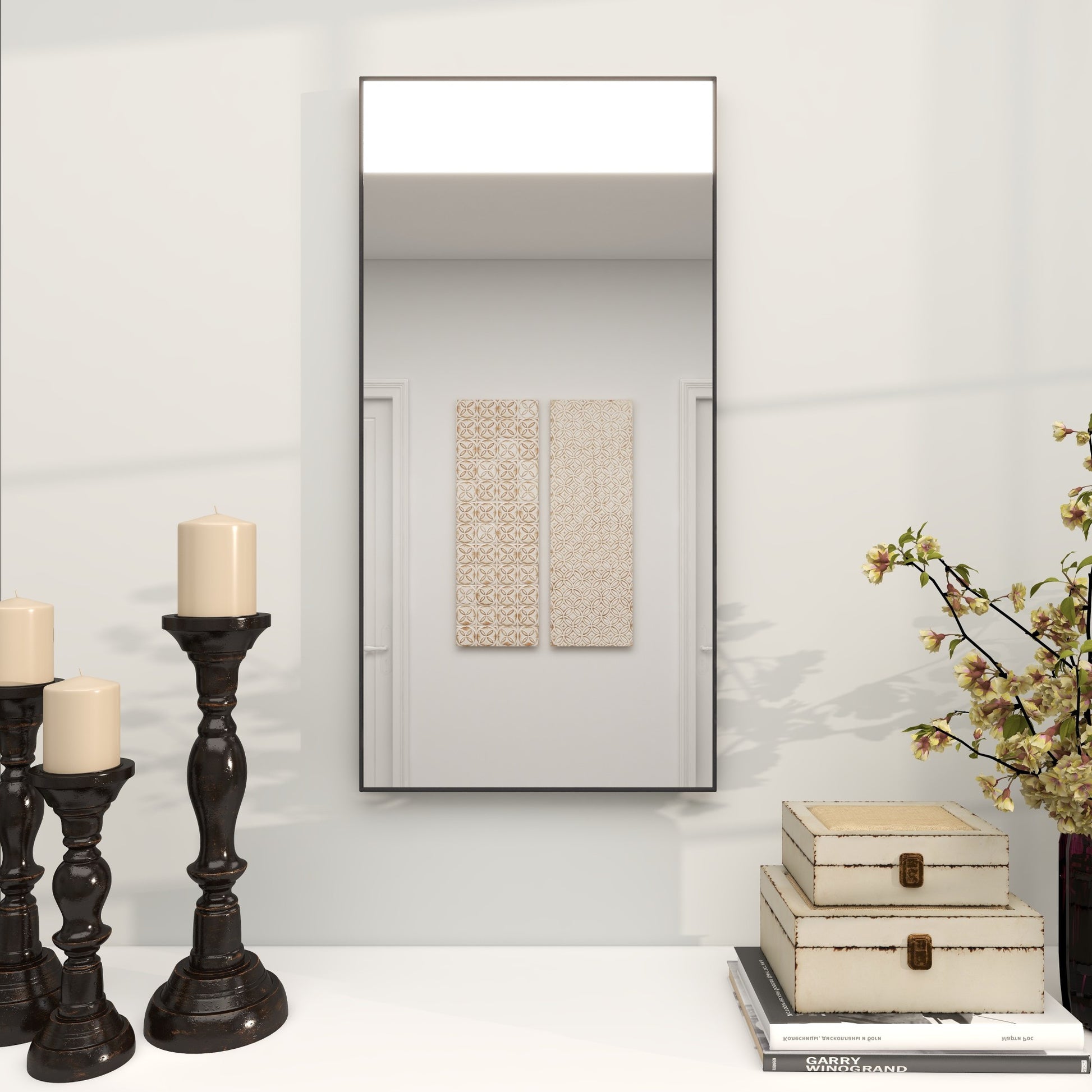 Wooden Room Wall Mirror with Thin Frame