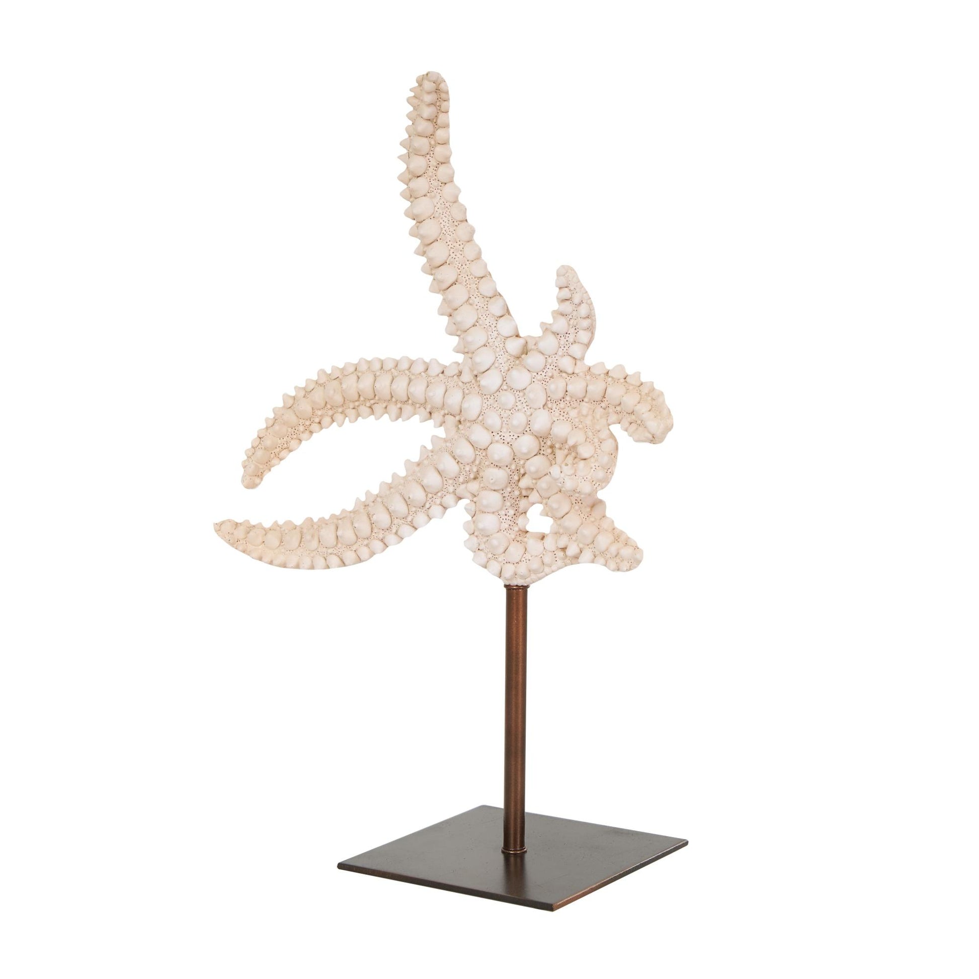 Starfish Pink Polystone Textured Decorative Sculpture with Copper Stand