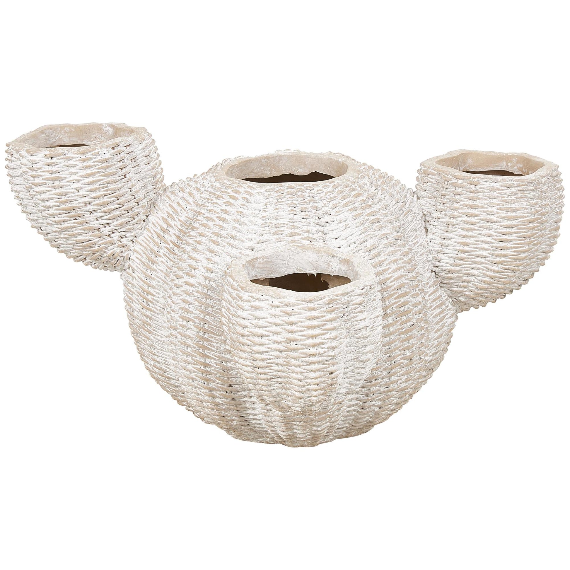 Cactus Cream Resin Wide Textured Indoor Outdoor Planter