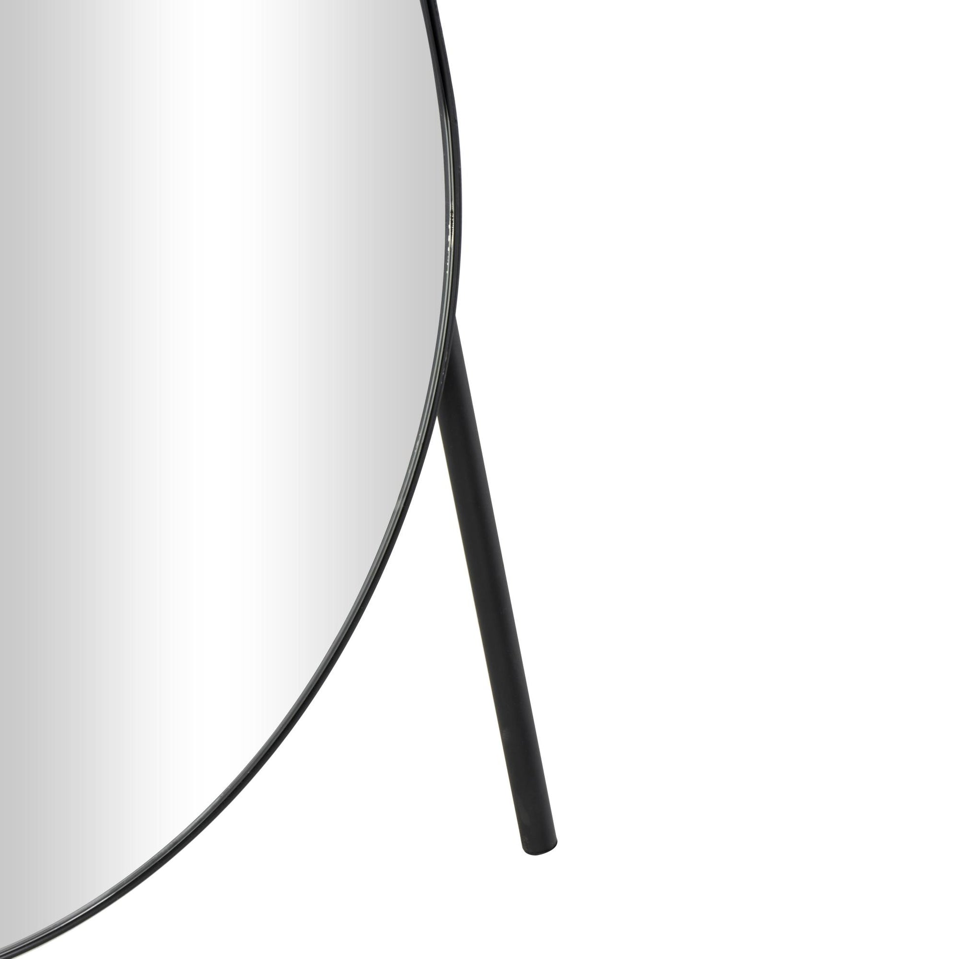 Geometric Black Metal Foldable Freestanding Oval Room Floor Mirror